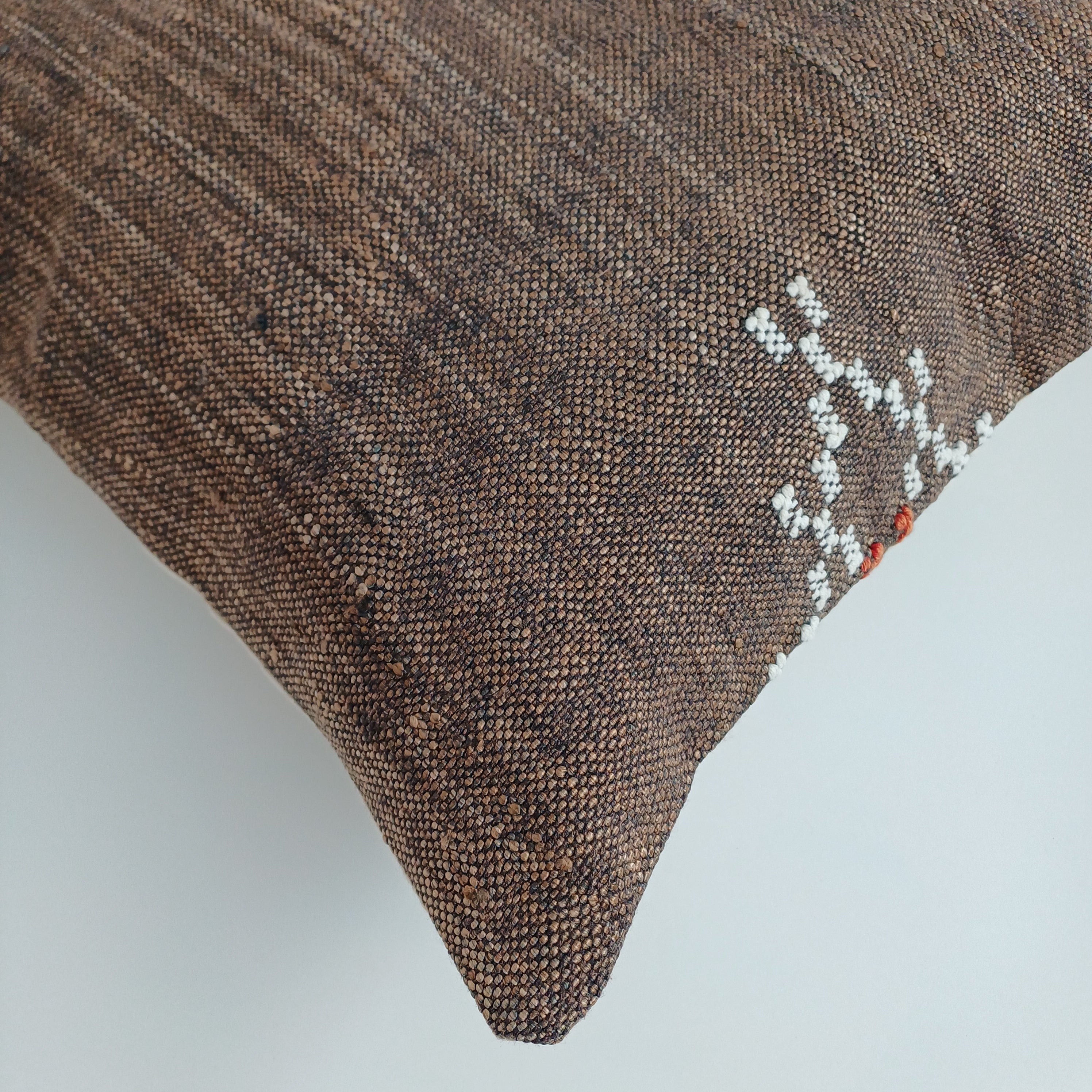 Moroccan Handmade Brown Cactus Silk Cushion Cover 20''x20'' / 50x50 CM