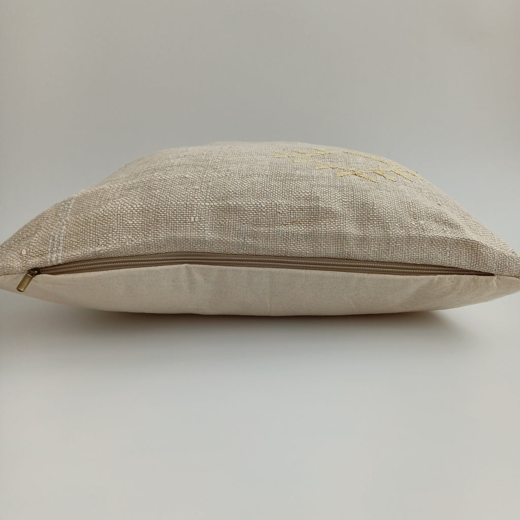 Moroccan Handmade Oatmeal Cactus Silk Cushion Cover 20''x20'' / 50x50 CM