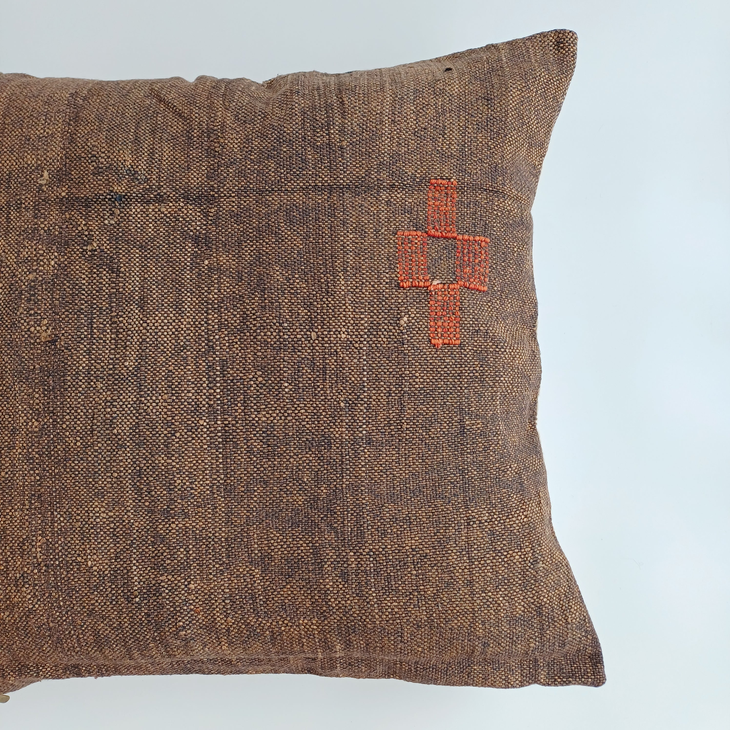 Moroccan Handmade Brown Cactus Silk Cushion Cover 20''x20'' / 50x50 CM