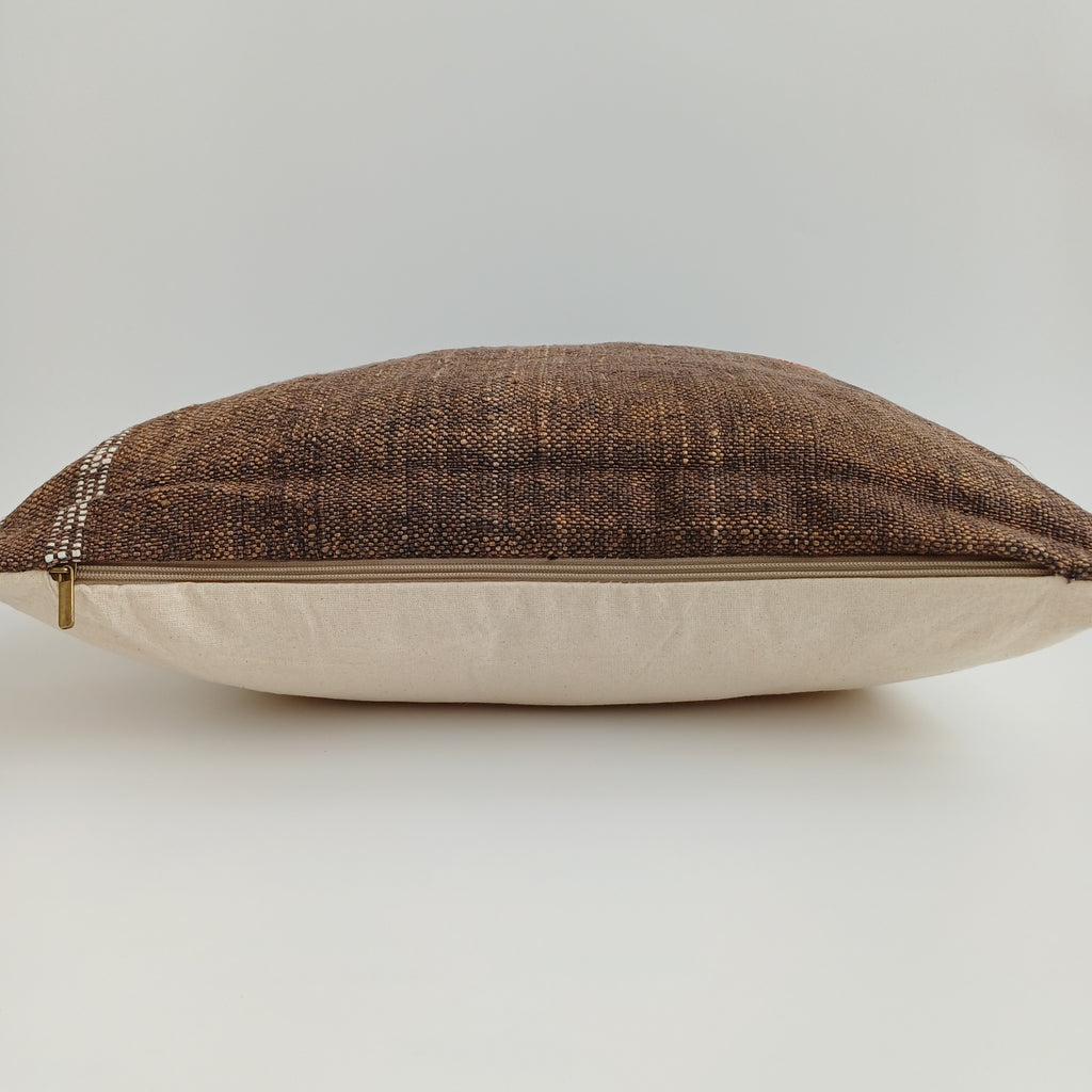 Moroccan Handmade Brown Cactus Silk Cushion Cover 20''x20'' / 50x50 CM