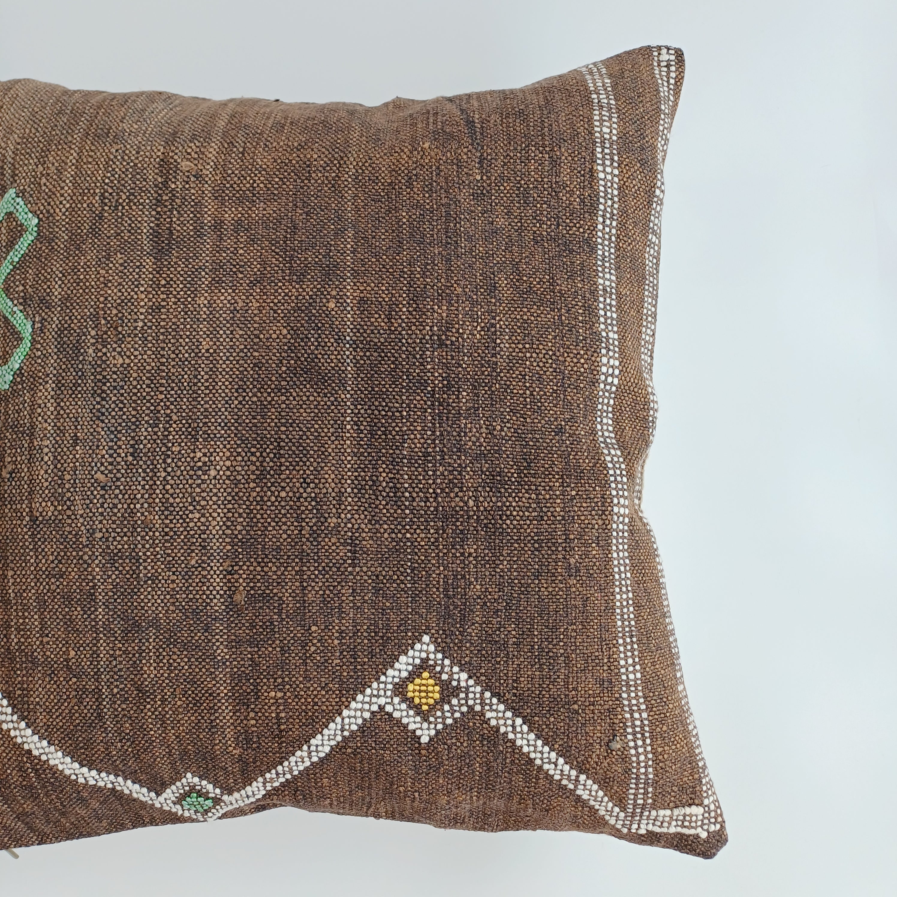 Moroccan Handmade Brown Cactus Silk Cushion Cover 20''x20'' / 50x50 CM
