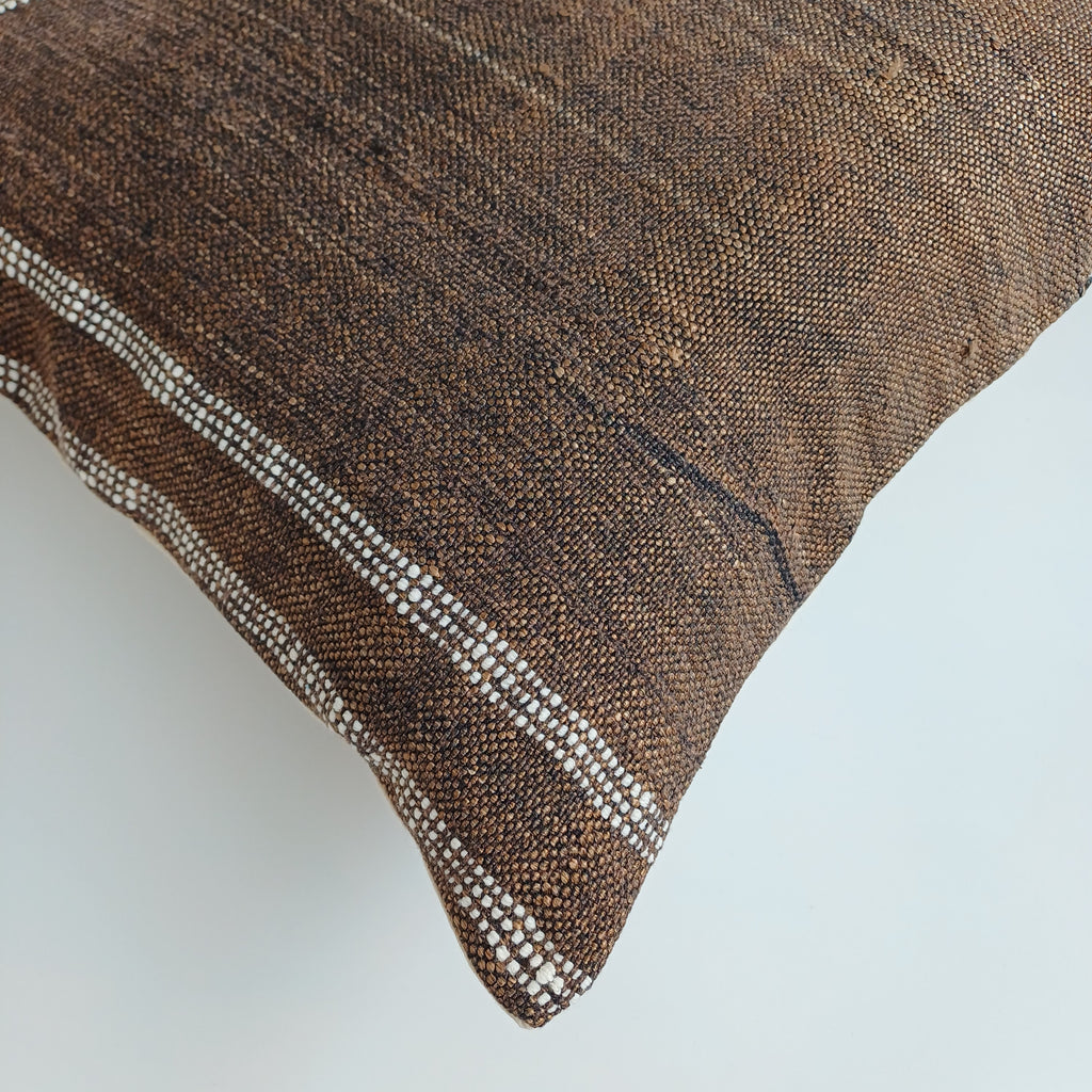 Moroccan Handmade Brown Cactus Silk Cushion Cover 20''x20'' / 50x50 CM