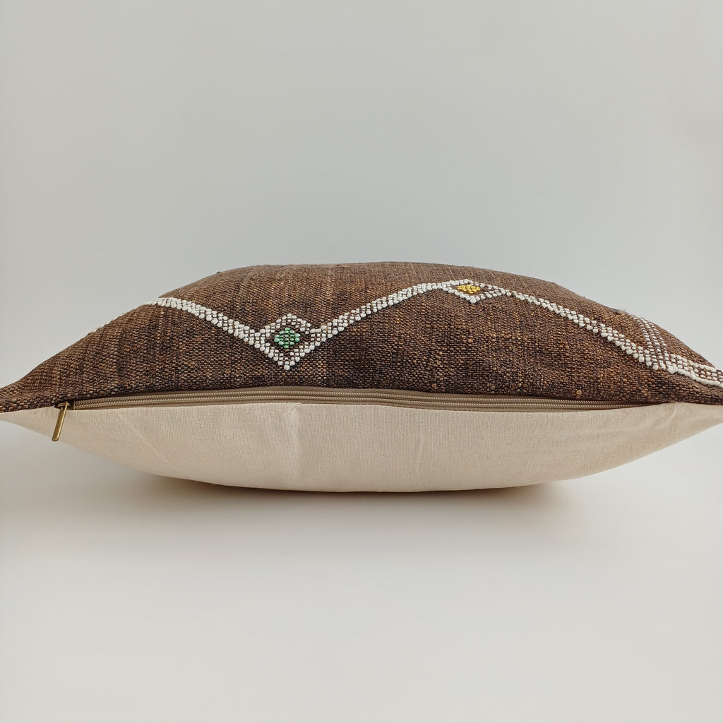 Moroccan Handmade Brown Cactus Silk Cushion Cover 20''x20'' / 50x50 CM
