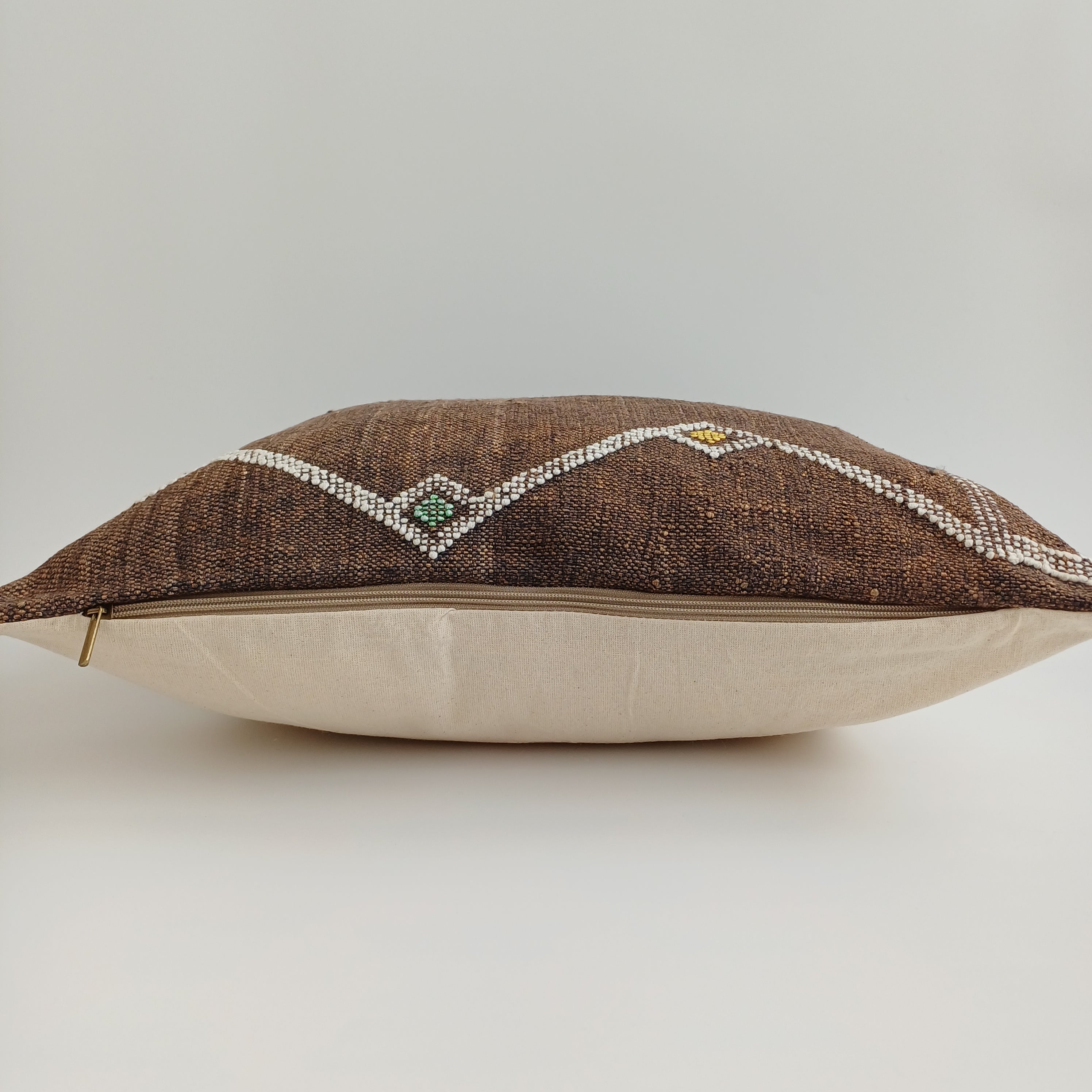 Moroccan Handmade Brown Cactus Silk Cushion Cover 20''x20'' / 50x50 CM