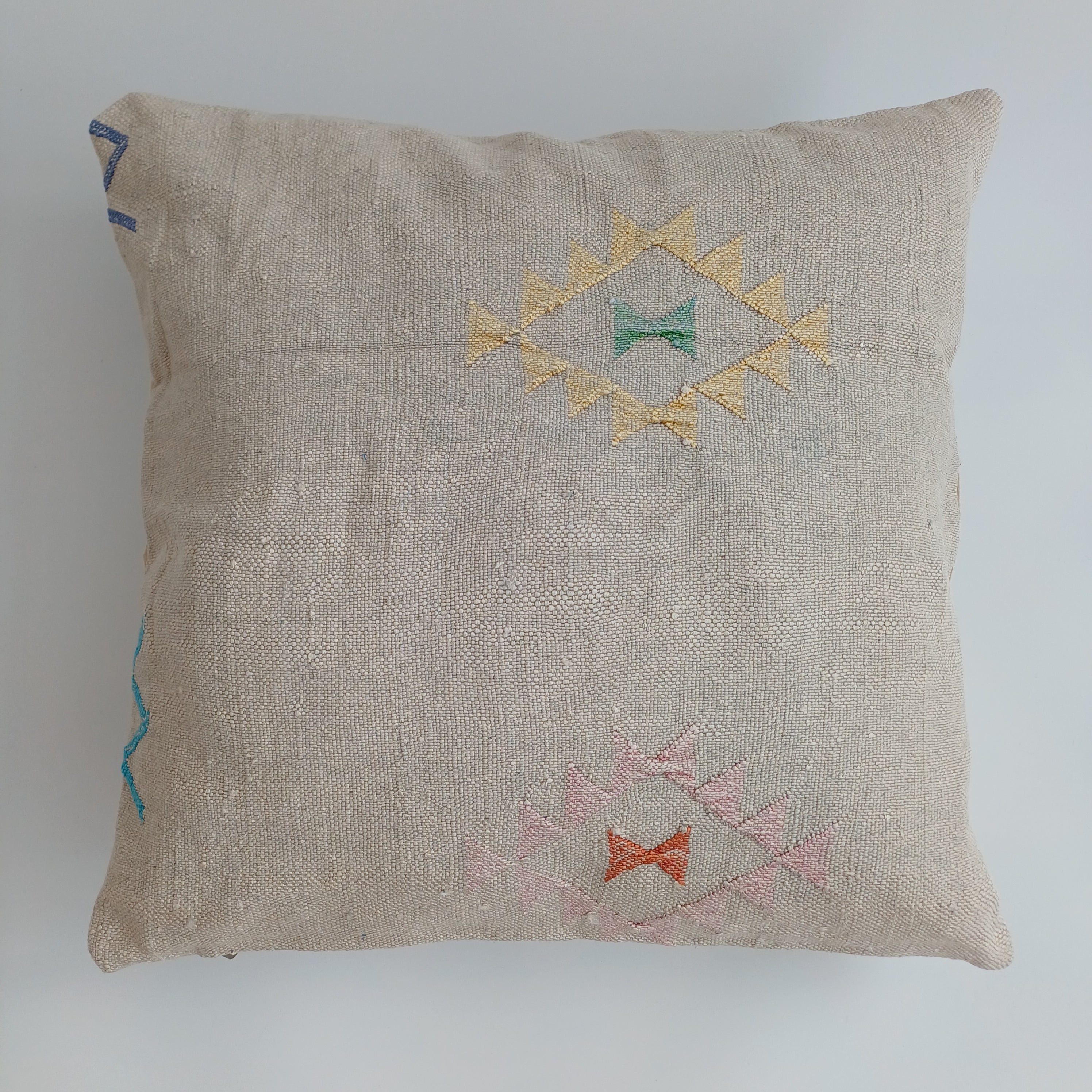 Moroccan Handmade Oatmeal Cactus Silk Cushion Cover 20''x20'' / 50x50 CM