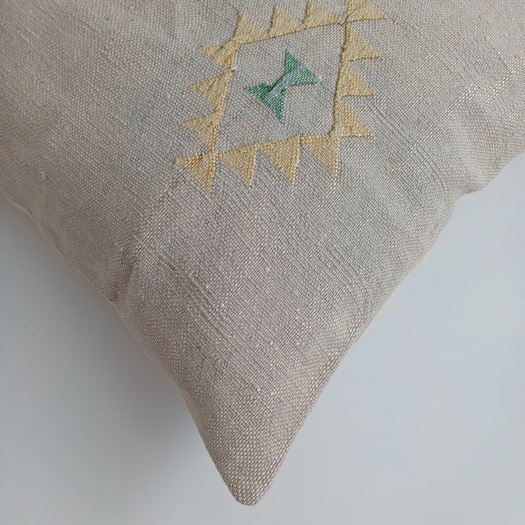 Moroccan Handmade Oatmeal Cactus Silk Cushion Cover 20''x20'' / 50x50 CM