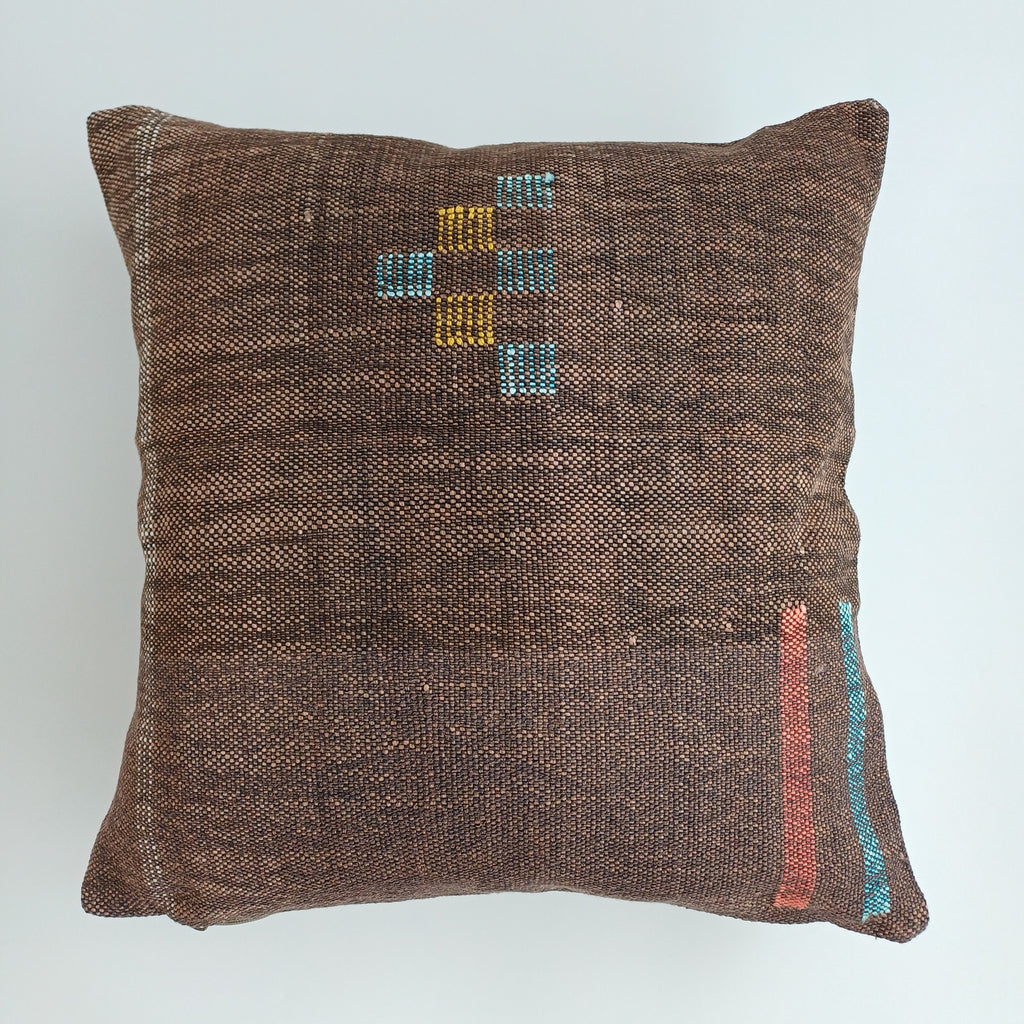 Moroccan Handmade Brown Cactus Silk Cushion Cover 20''x20'' / 46x46 CM