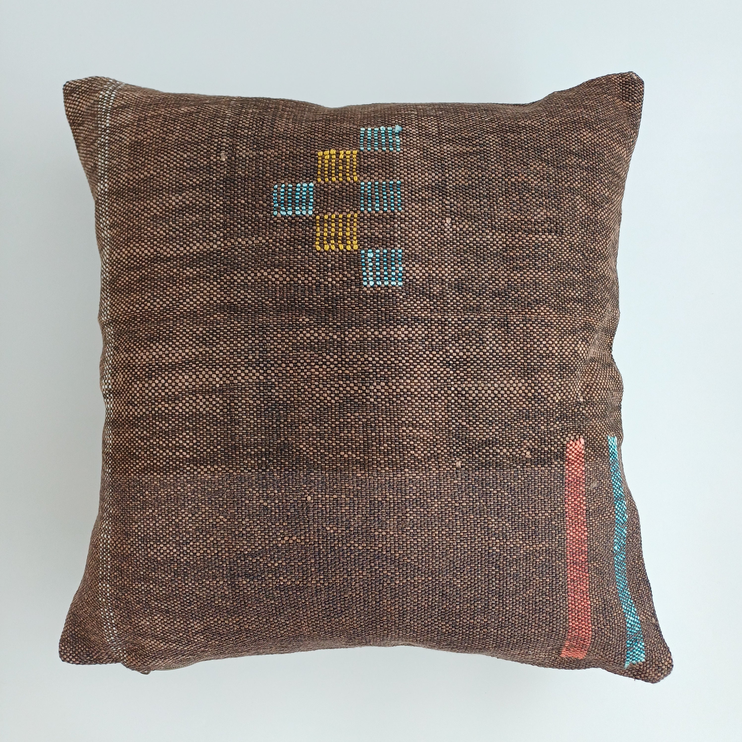Moroccan Handmade Brown Cactus Silk Cushion Cover 20''x20'' / 46x46 CM