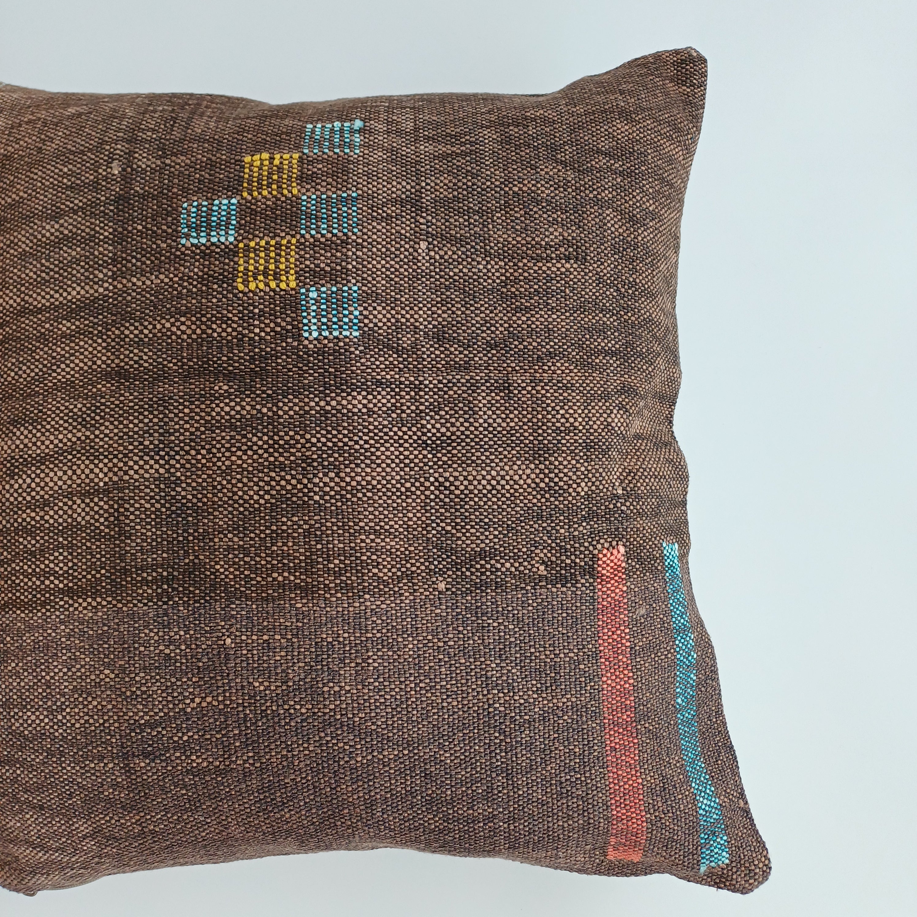 Moroccan Handmade Brown Cactus Silk Cushion Cover 20''x20'' / 46x46 CM