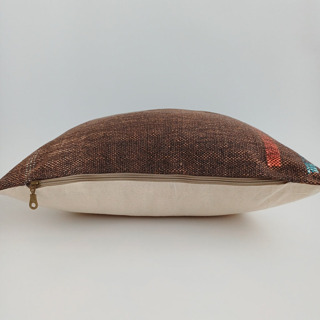 Moroccan Handmade Brown Cactus Silk Cushion Cover 20''x20'' / 46x46 CM