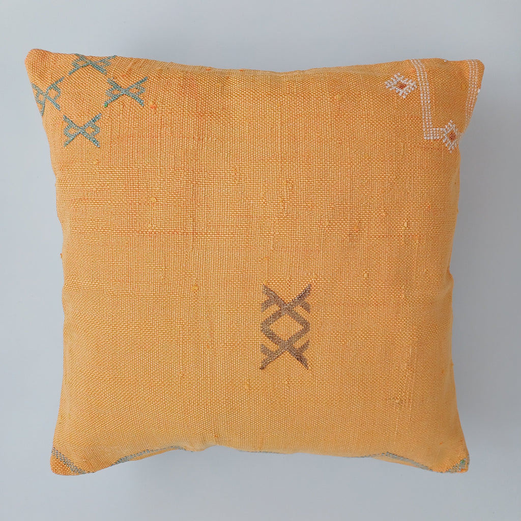 Moroccan Handmade Sunset Cactus Silk Cushion Cover 20''x20'' / 50x50 CM