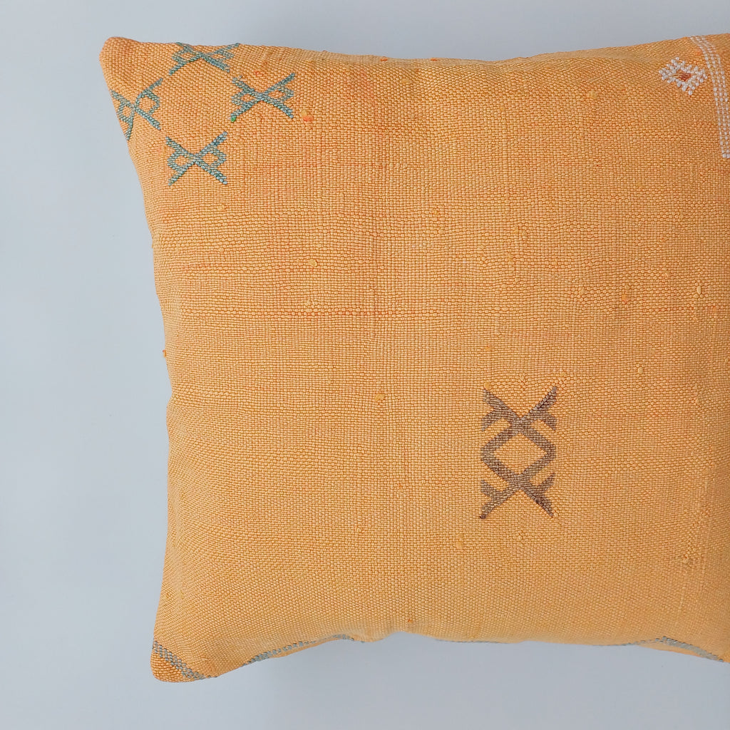 Moroccan Handmade Sunset Cactus Silk Cushion Cover 20''x20'' / 50x50 CM