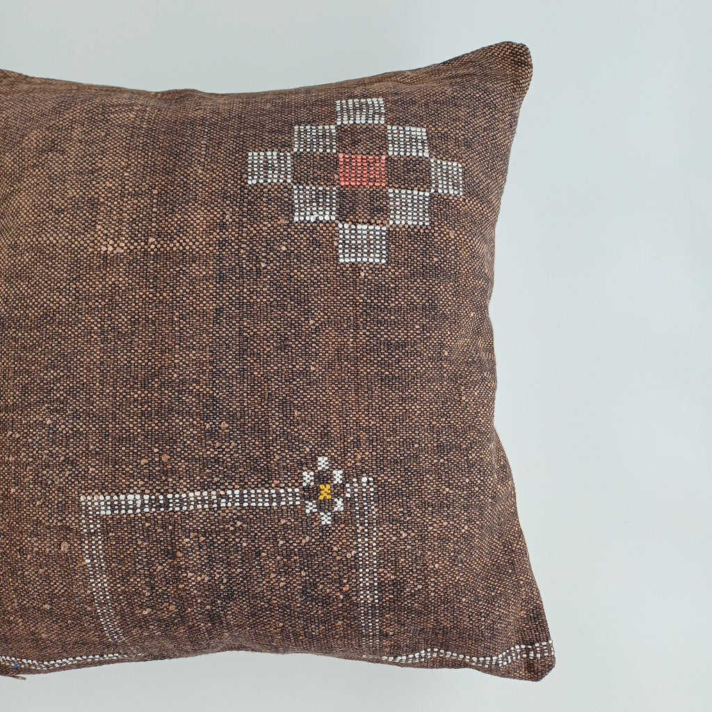Moroccan Handmade Brown Cactus Silk Cushion Cover 20''x20'' / 47x47 CM