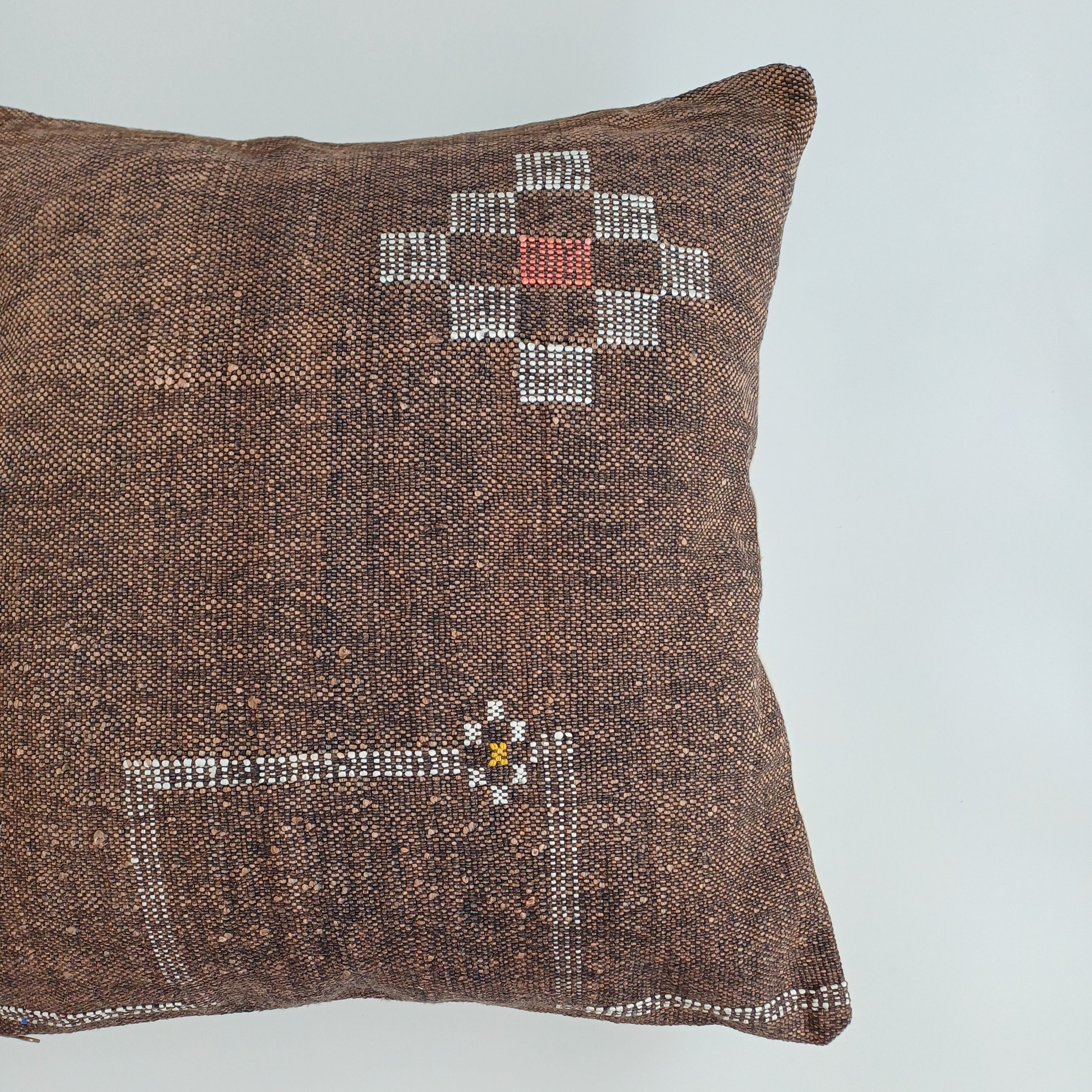 Moroccan Handmade Brown Cactus Silk Cushion Cover 20''x20'' / 47x47 CM