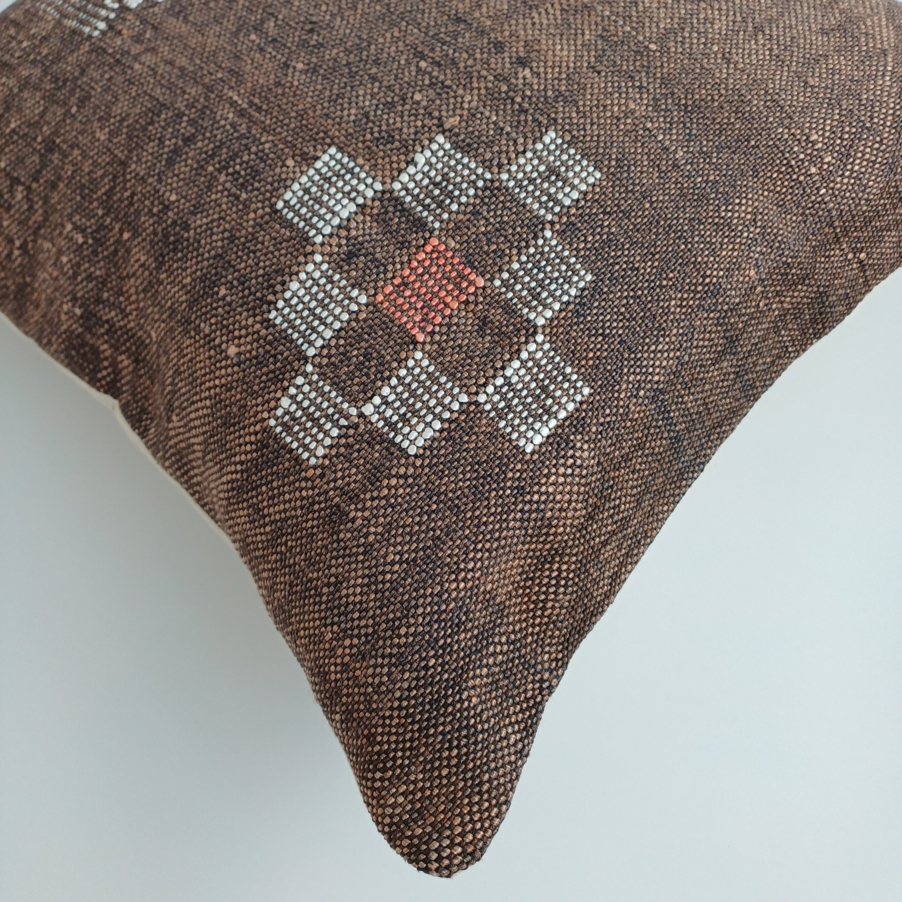 Moroccan Handmade Brown Cactus Silk Cushion Cover 20''x20'' / 47x47 CM