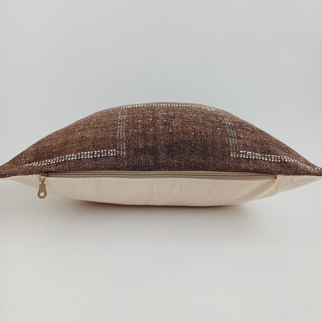 Moroccan Handmade Brown Cactus Silk Cushion Cover 20''x20'' / 47x47 CM