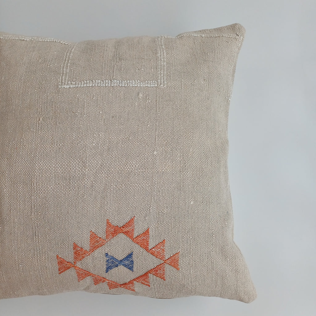 Moroccan Handmade Oatmeal Cactus Silk Cushion Cover 20''x20'' / 50x50 CM