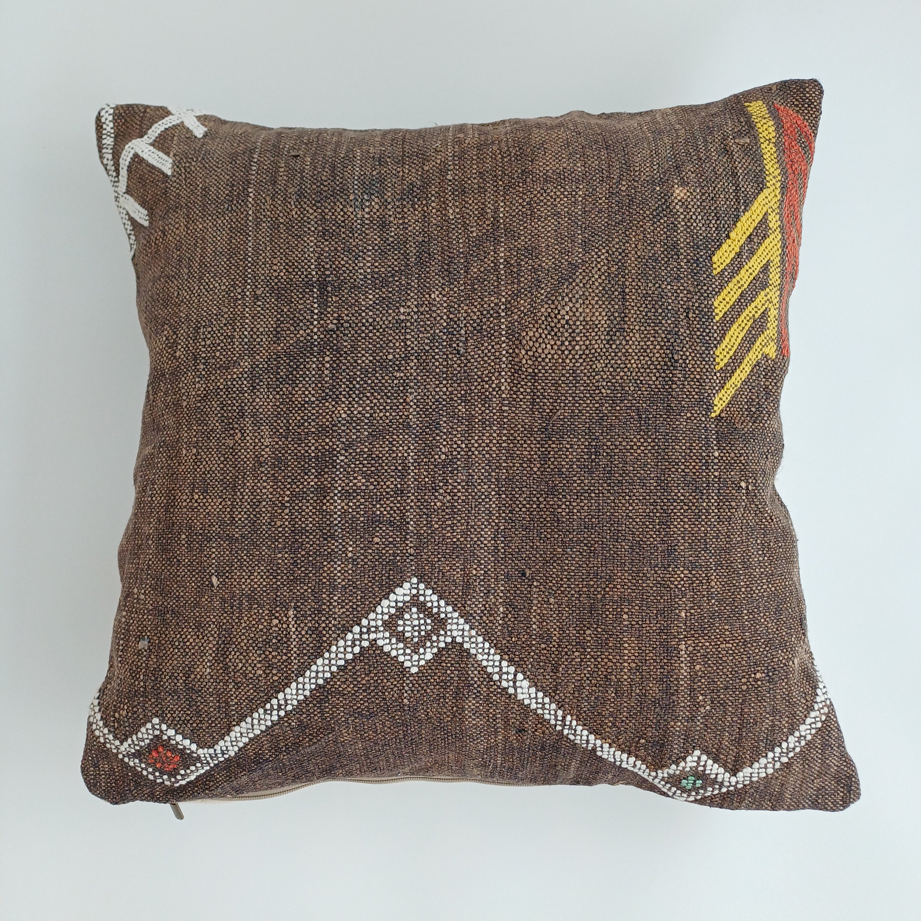 Moroccan Handmade Brown Cactus Silk Cushion Cover 20''x20'' / 50x50 CM