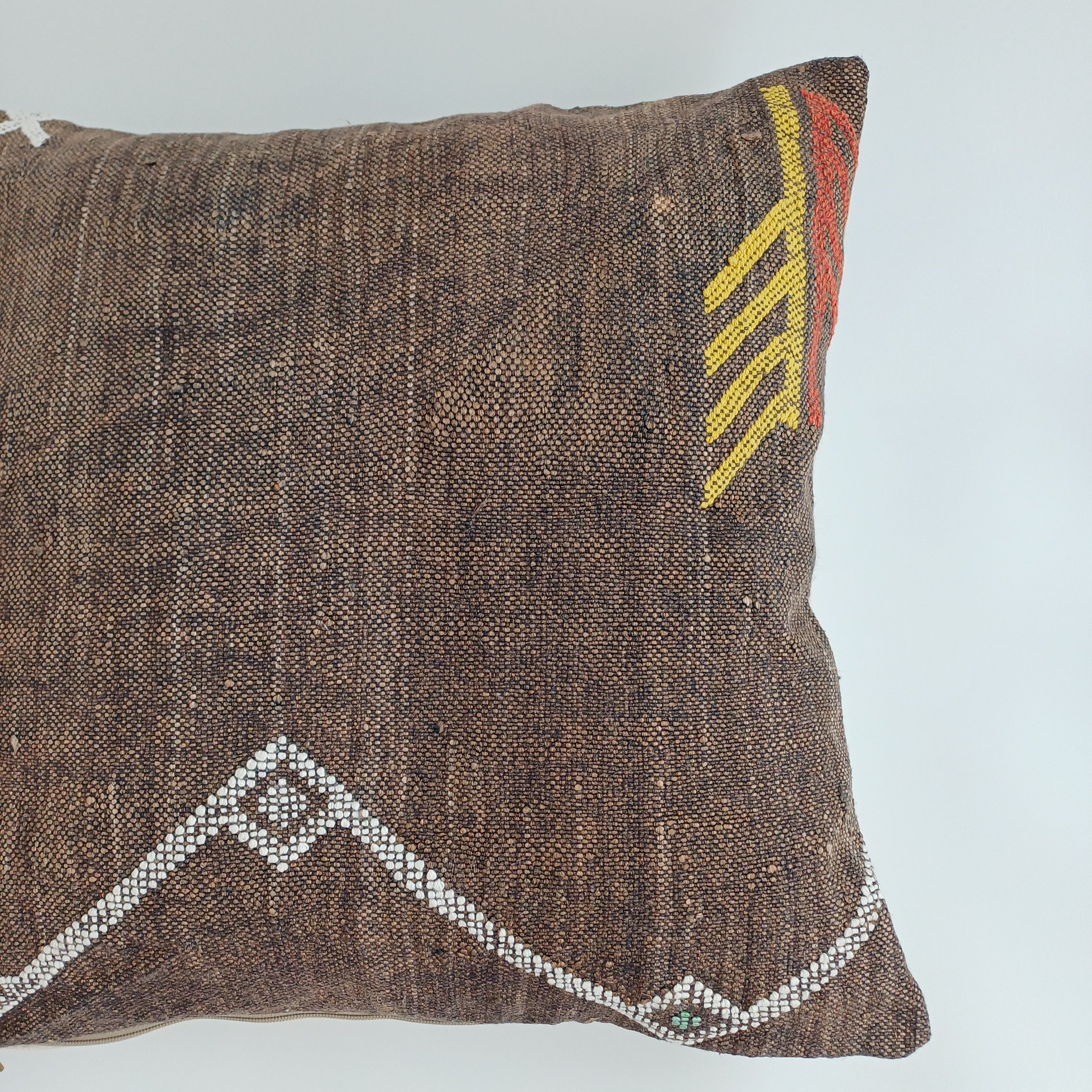 Moroccan Handmade Brown Cactus Silk Cushion Cover 20''x20'' / 50x50 CM