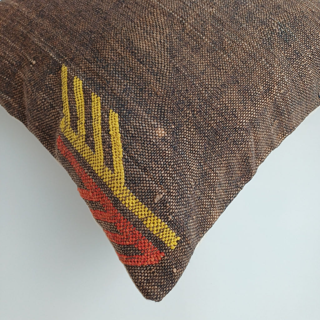 Moroccan Handmade Brown Cactus Silk Cushion Cover 20''x20'' / 50x50 CM