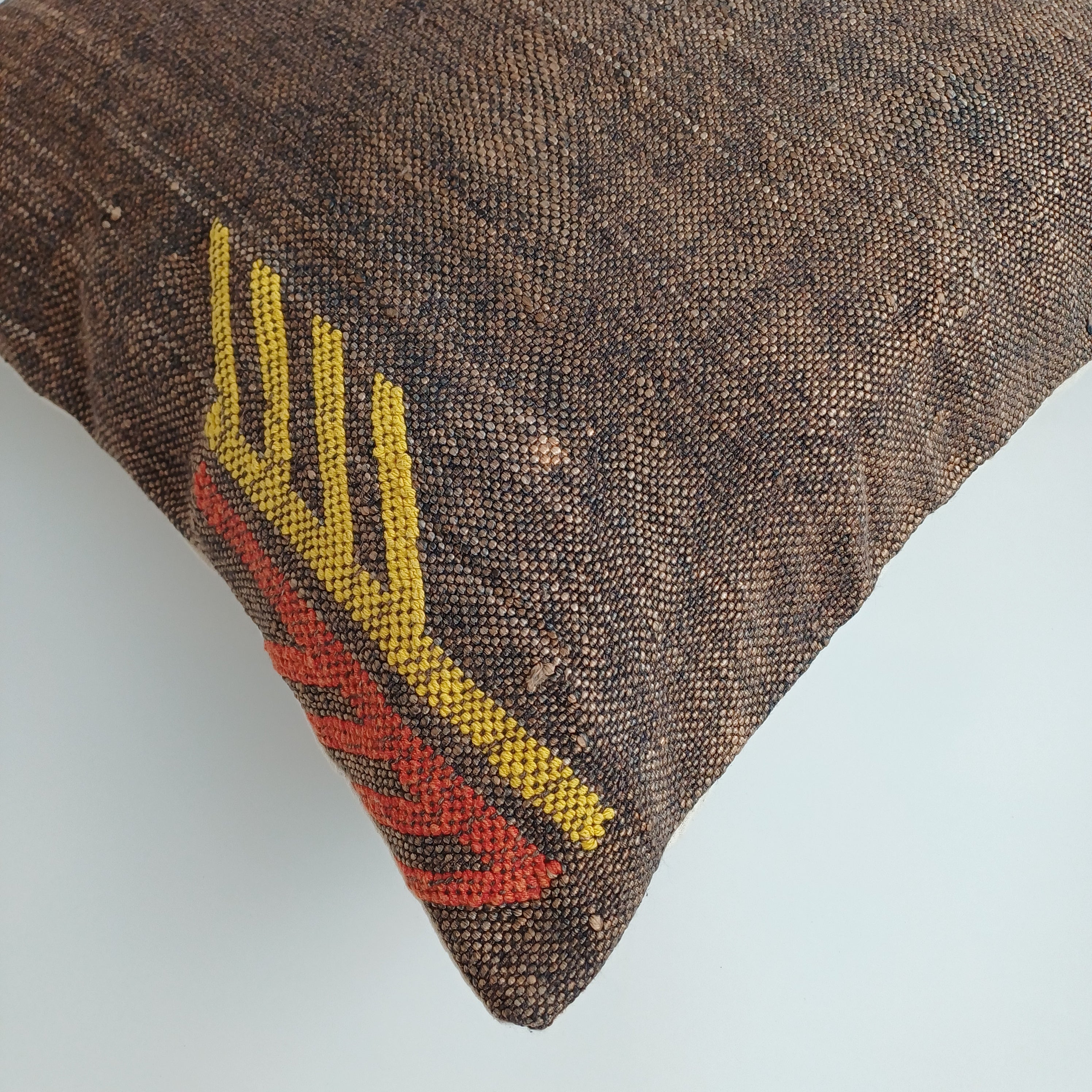Moroccan Handmade Brown Cactus Silk Cushion Cover 20''x20'' / 50x50 CM