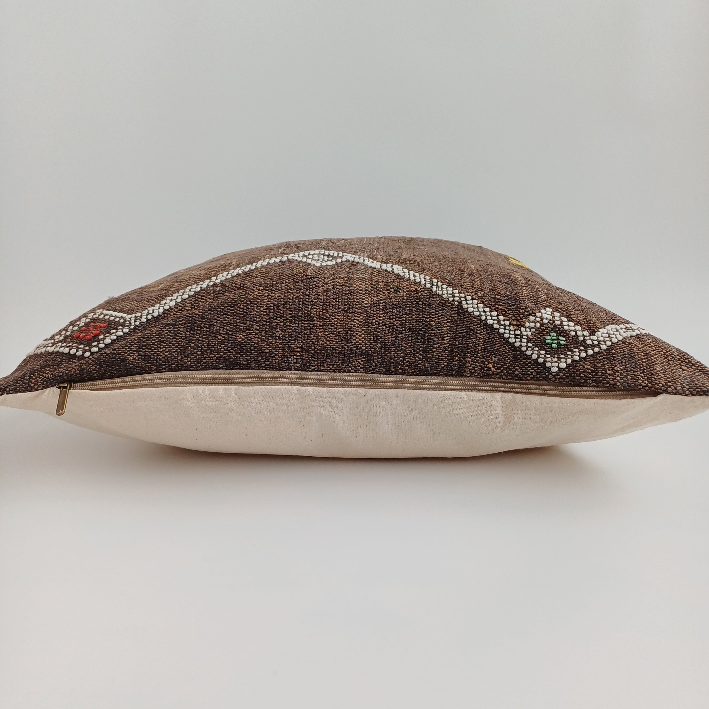 Moroccan Handmade Brown Cactus Silk Cushion Cover 20''x20'' / 50x50 CM