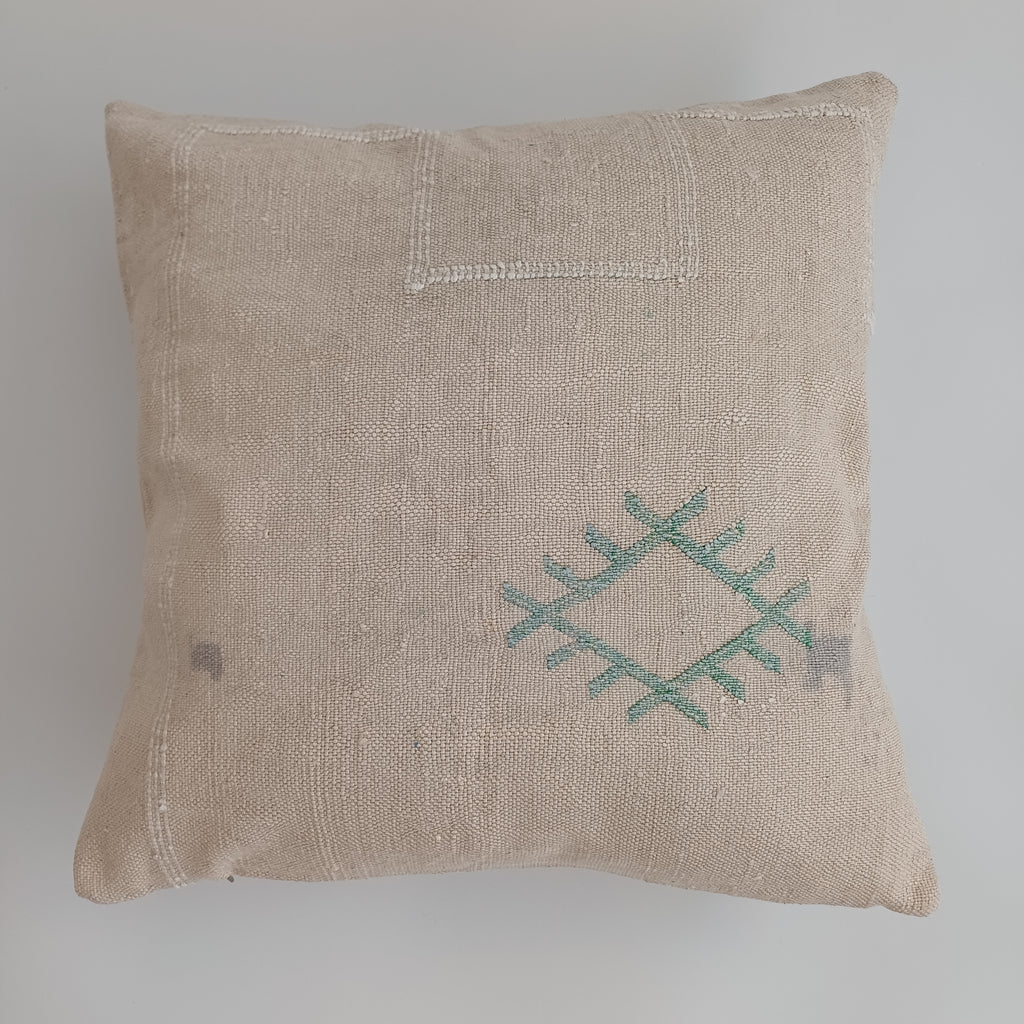 Moroccan Handmade Cream Cactus Silk Cushion Cover 20''x20'' / 50x50 CM