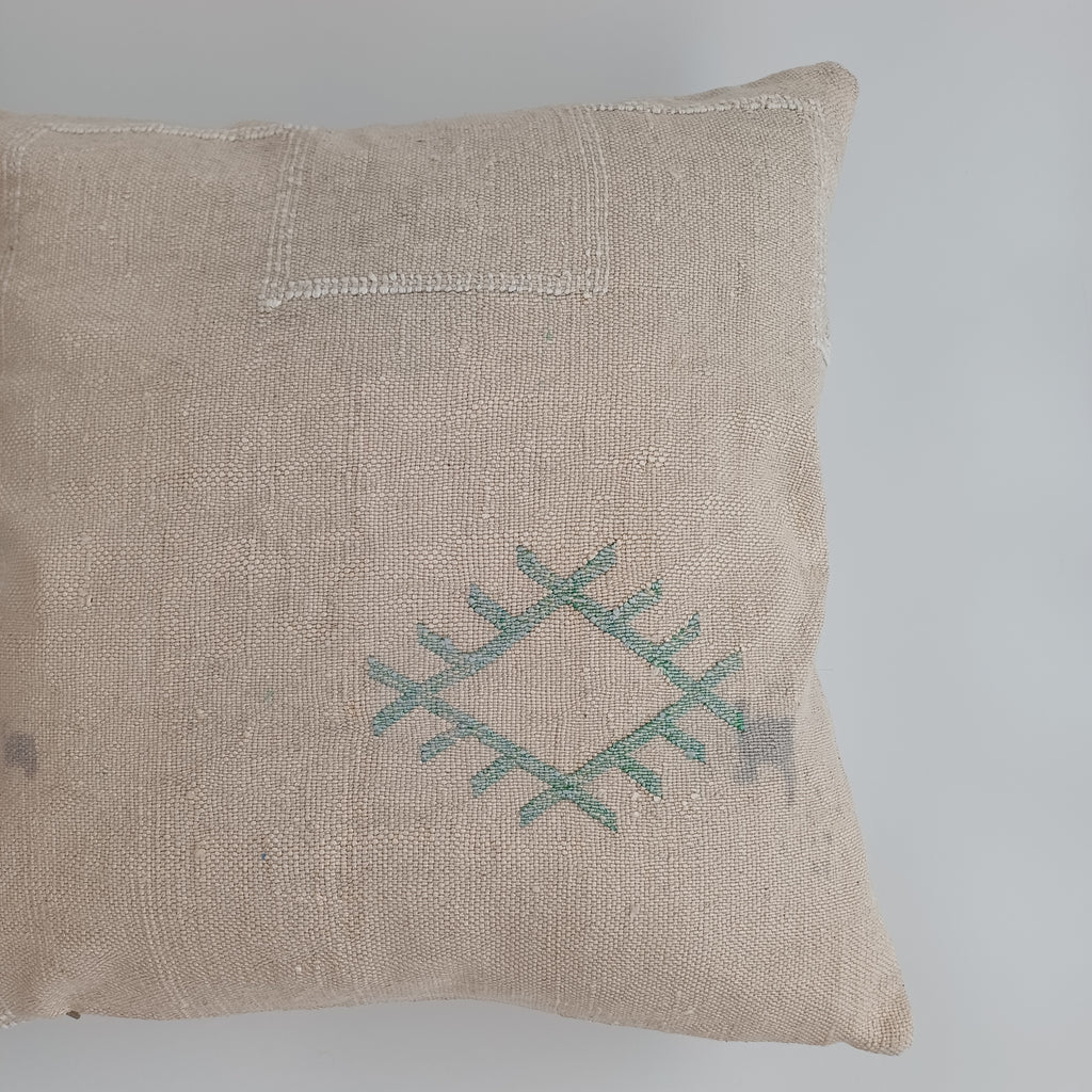 Moroccan Handmade Cream Cactus Silk Cushion Cover 20''x20'' / 50x50 CM