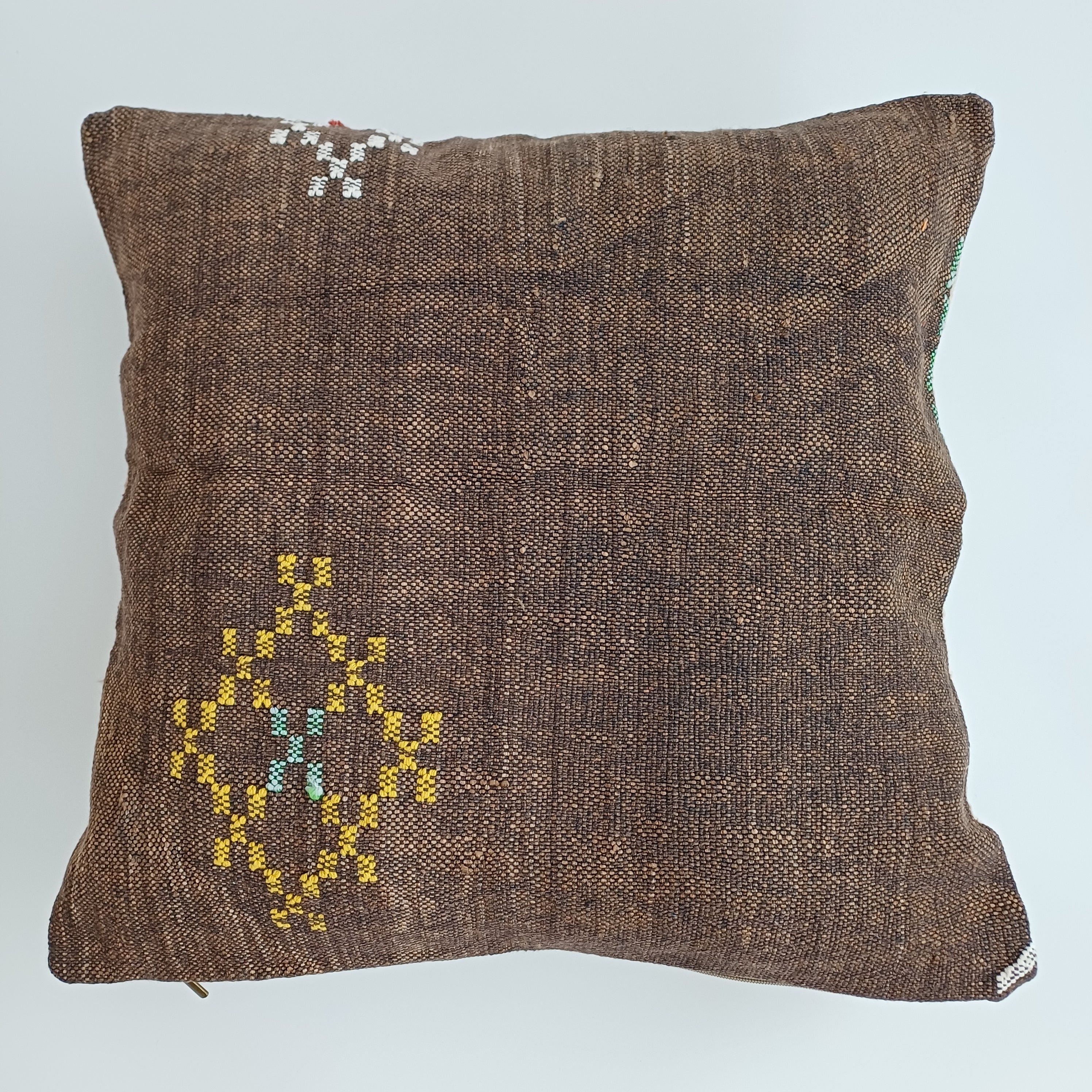 Moroccan Handmade Brown Cactus Silk Cushion Cover 20''x20'' / 50x50 CM