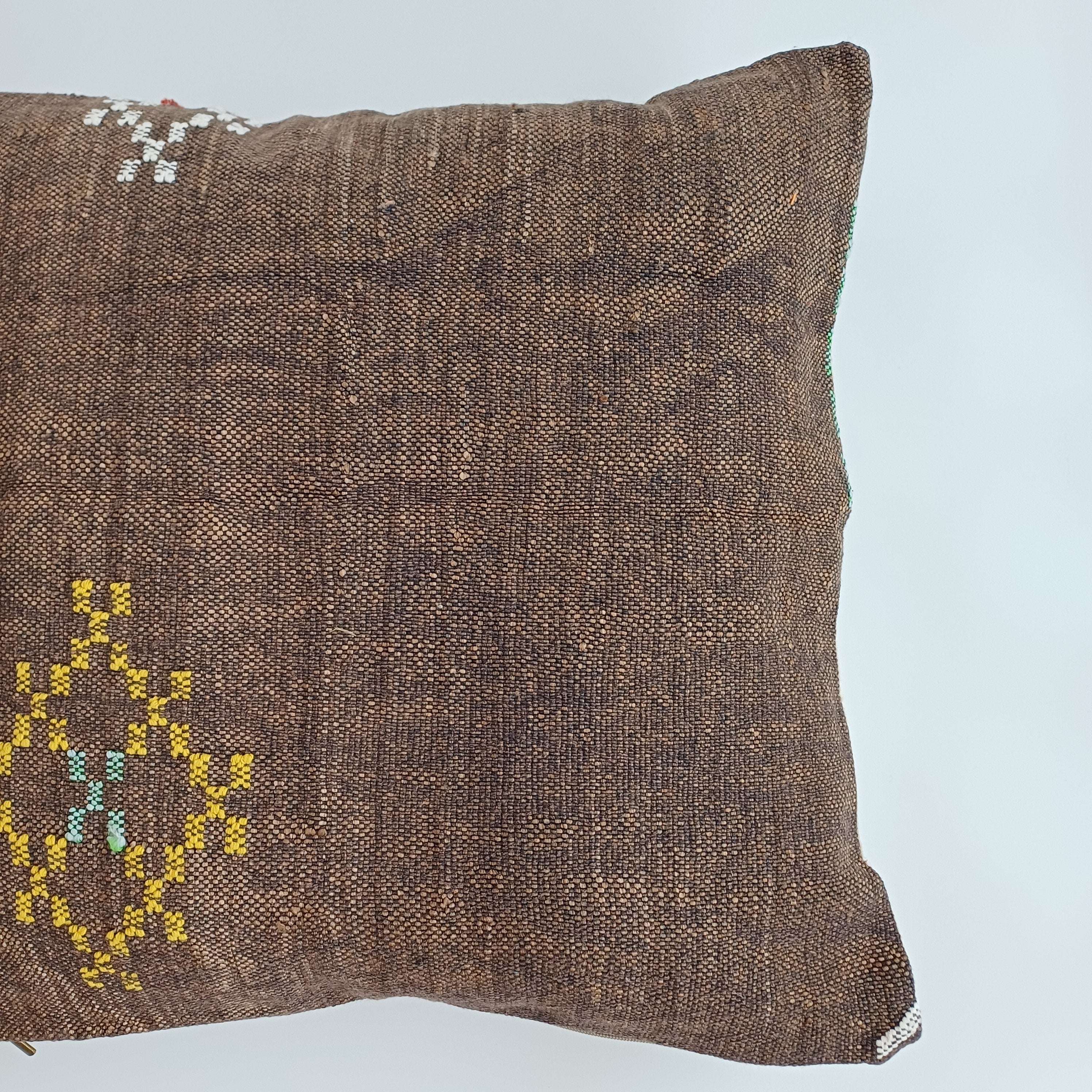 Moroccan Handmade Brown Cactus Silk Cushion Cover 20''x20'' / 50x50 CM