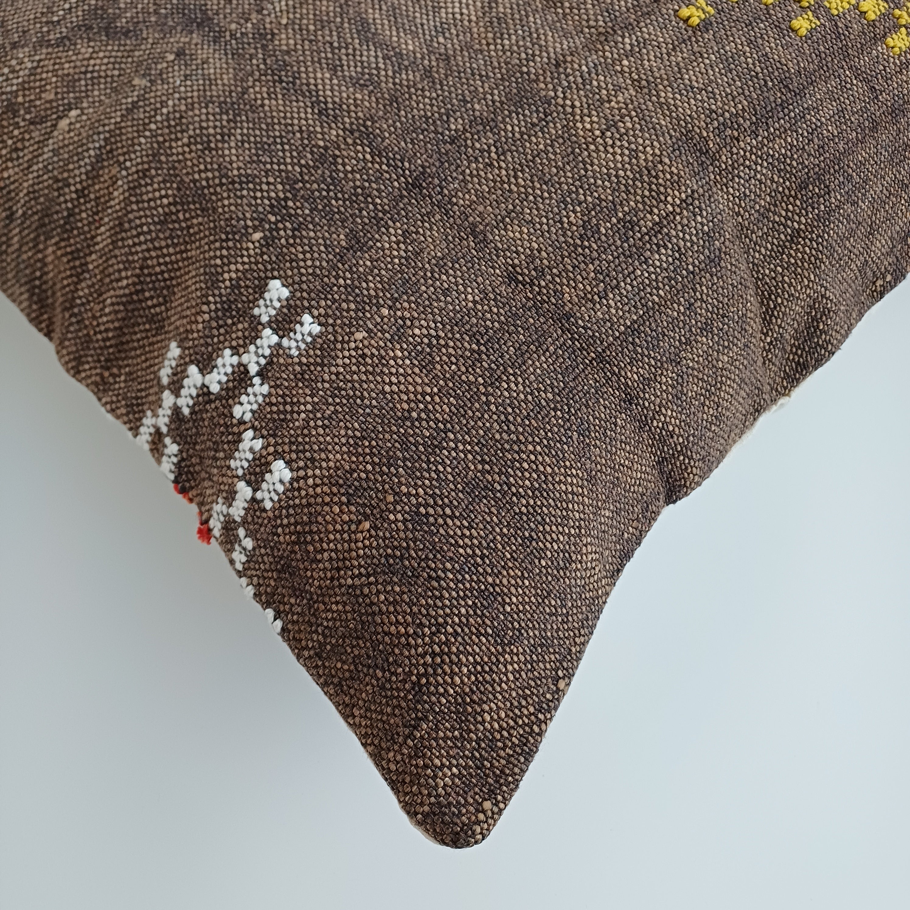 Moroccan Handmade Brown Cactus Silk Cushion Cover 20''x20'' / 50x50 CM