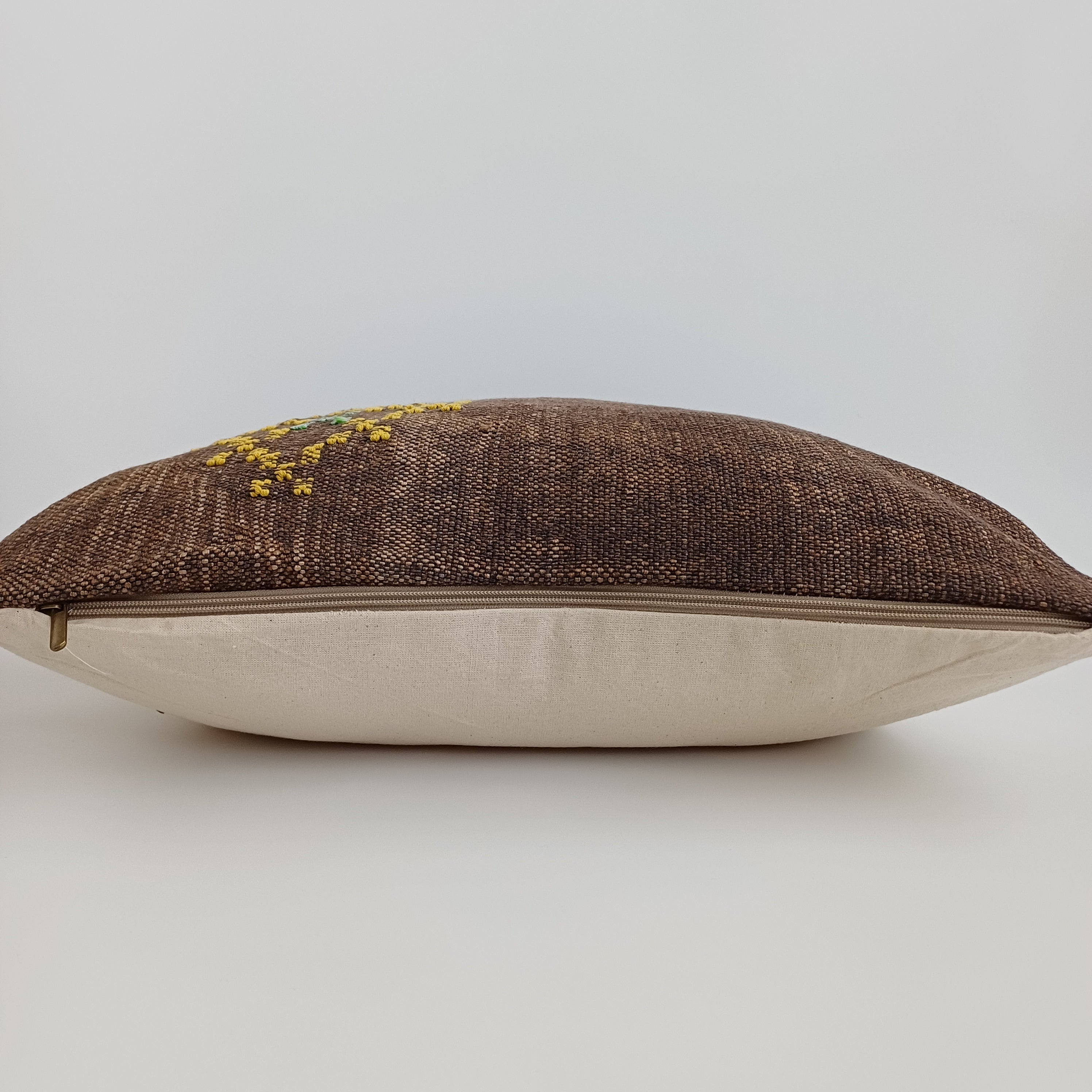 Moroccan Handmade Brown Cactus Silk Cushion Cover 20''x20'' / 50x50 CM