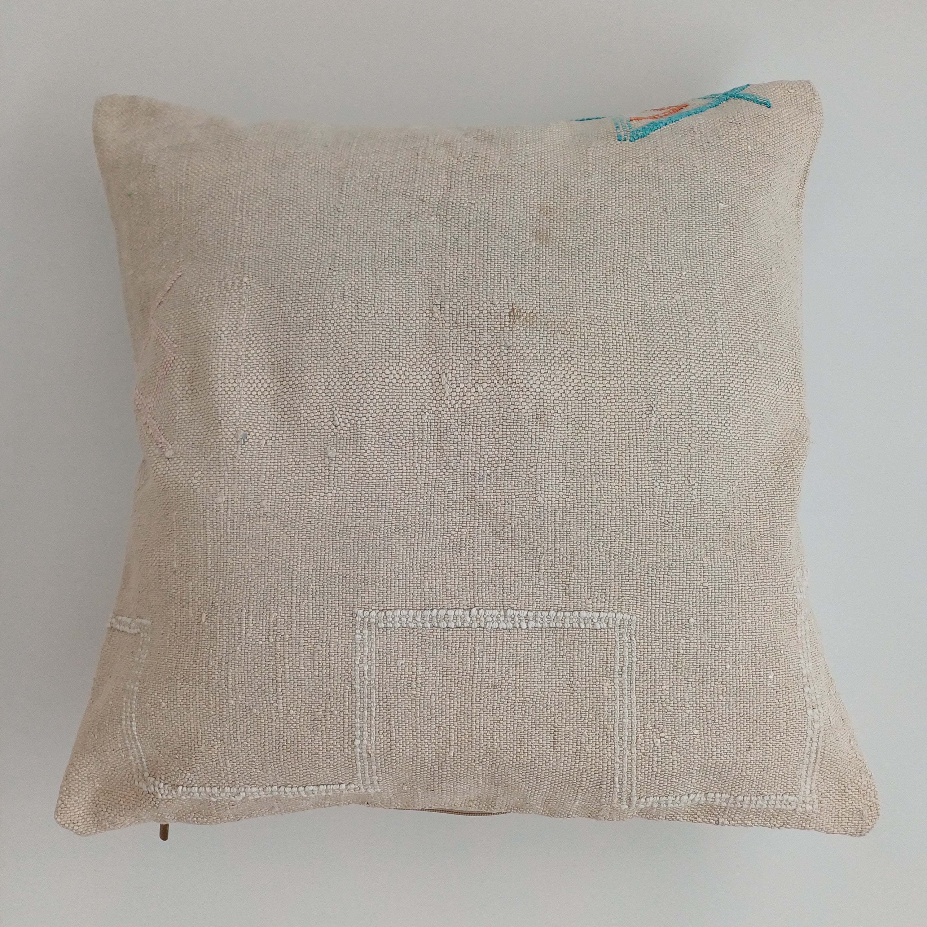 Moroccan Handmade Oatmeal Cactus Silk Cushion Cover 20''x20'' / 50x50 CM