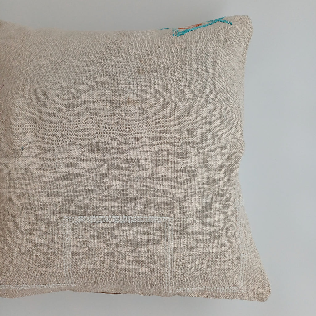 Moroccan Handmade Oatmeal Cactus Silk Cushion Cover 20''x20'' / 50x50 CM