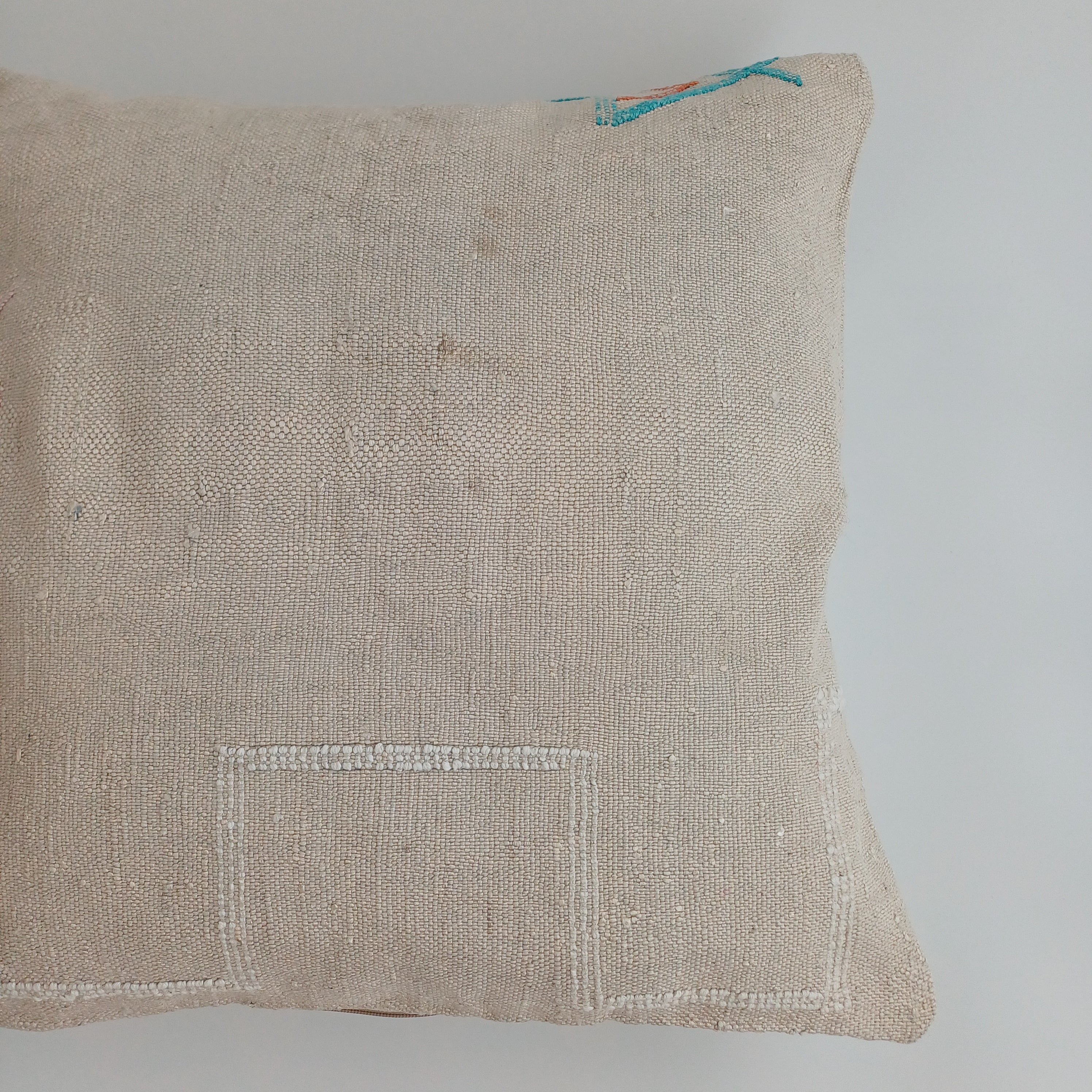 Moroccan Handmade Oatmeal Cactus Silk Cushion Cover 20''x20'' / 50x50 CM
