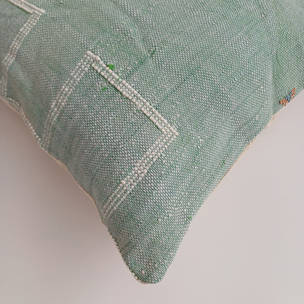 Moroccan Handmade Sage Green Cactus Silk Cushion Cover 20''x20'' / 50x50 CM