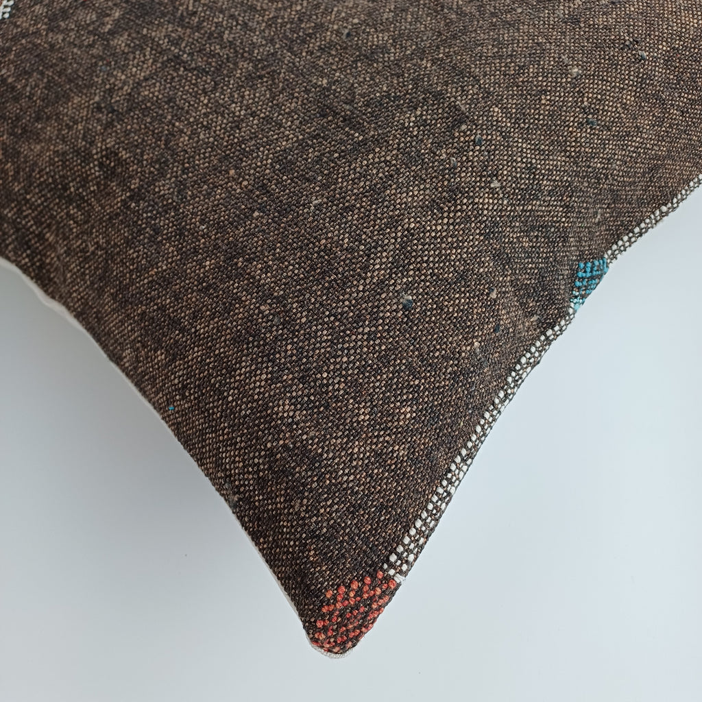 Moroccan Handmade Brown Cactus Silk Cushion Cover 20''x20'' / 50x50 CM