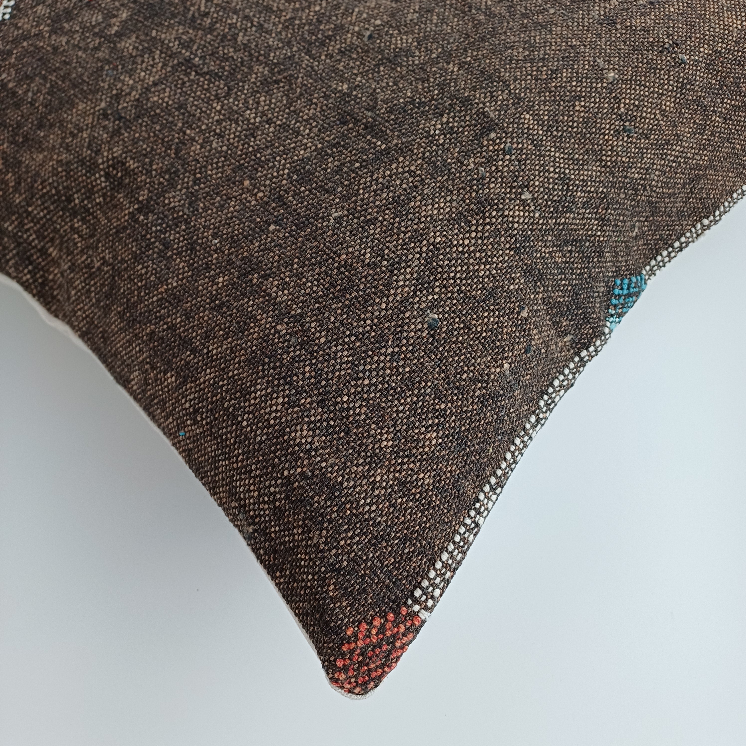 Moroccan Handmade Brown Cactus Silk Cushion Cover 20''x20'' / 50x50 CM