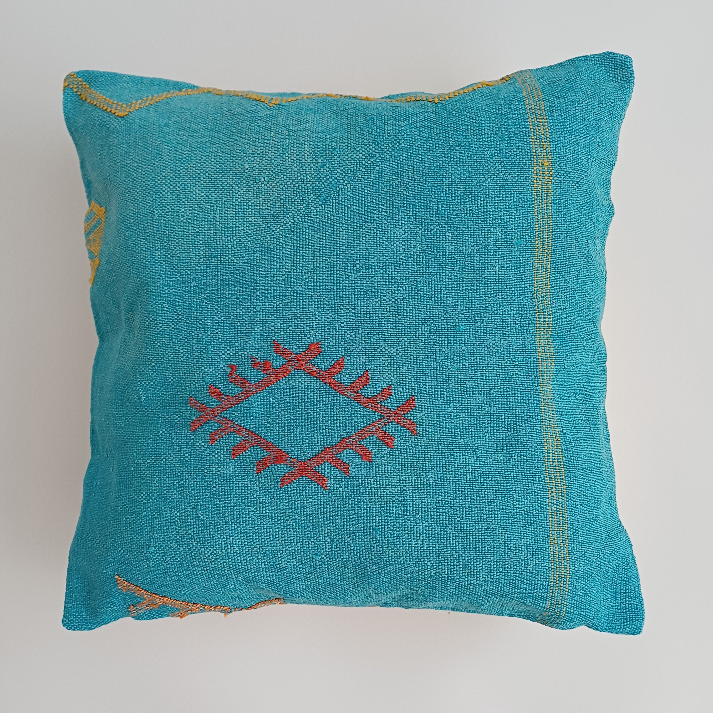 Moroccan Handmade Blue Cactus Silk Cushion Cover 20''x20'' / 50x50 CM