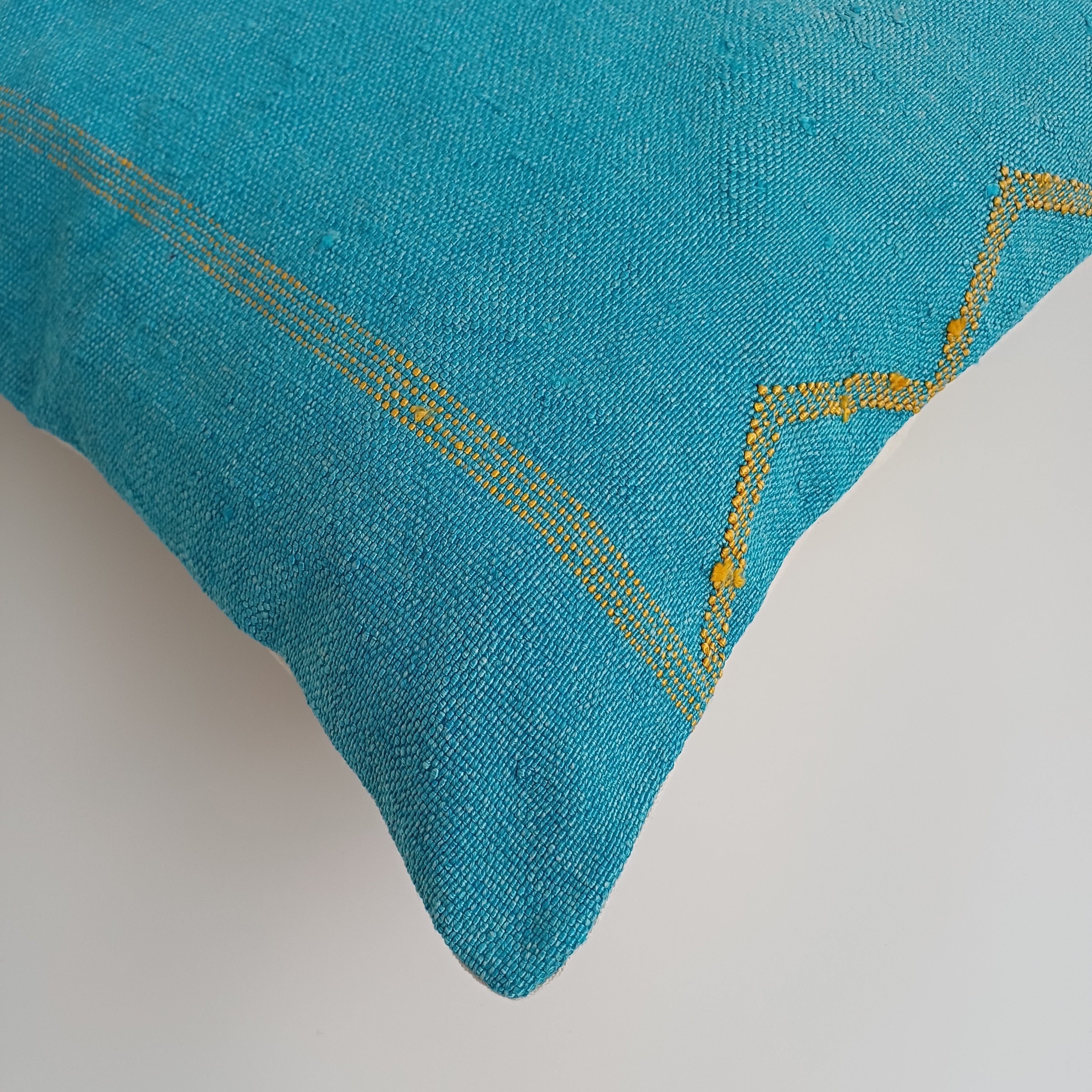 Moroccan Handmade Blue Cactus Silk Cushion Cover 20''x20'' / 50x50 CM