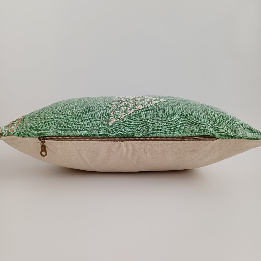 Moroccan Handmade Sage Green Cactus Silk Cushion Cover 20''x20'' / 50x50 CM