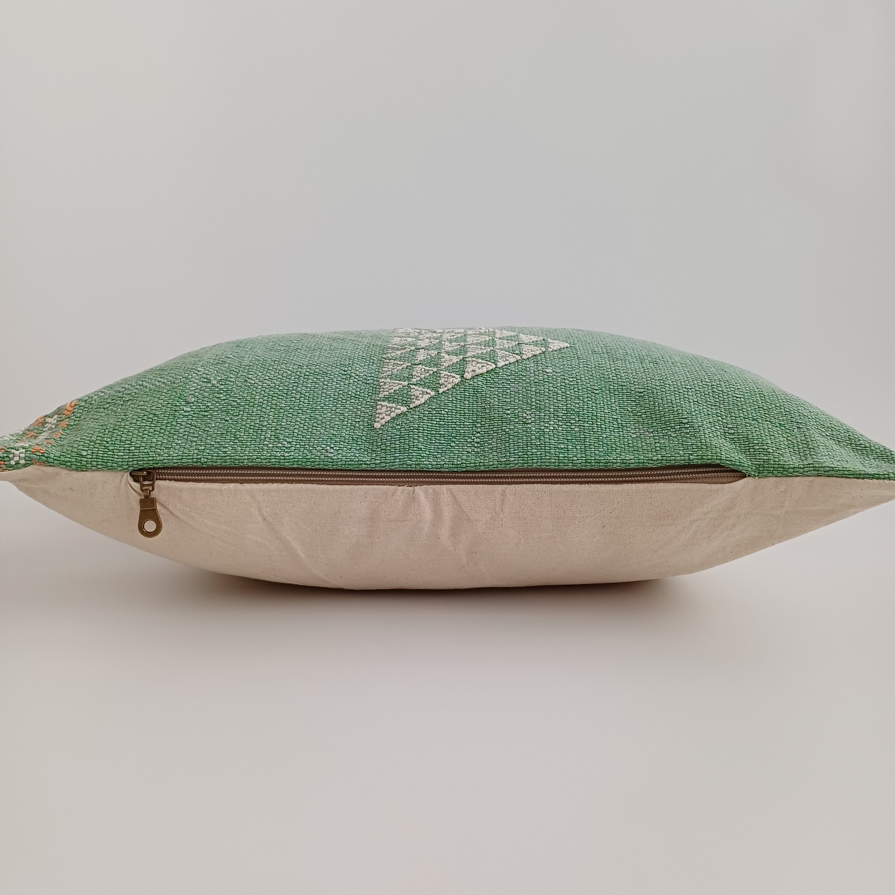 Moroccan Handmade Sage Green Cactus Silk Cushion Cover 20''x20'' / 50x50 CM