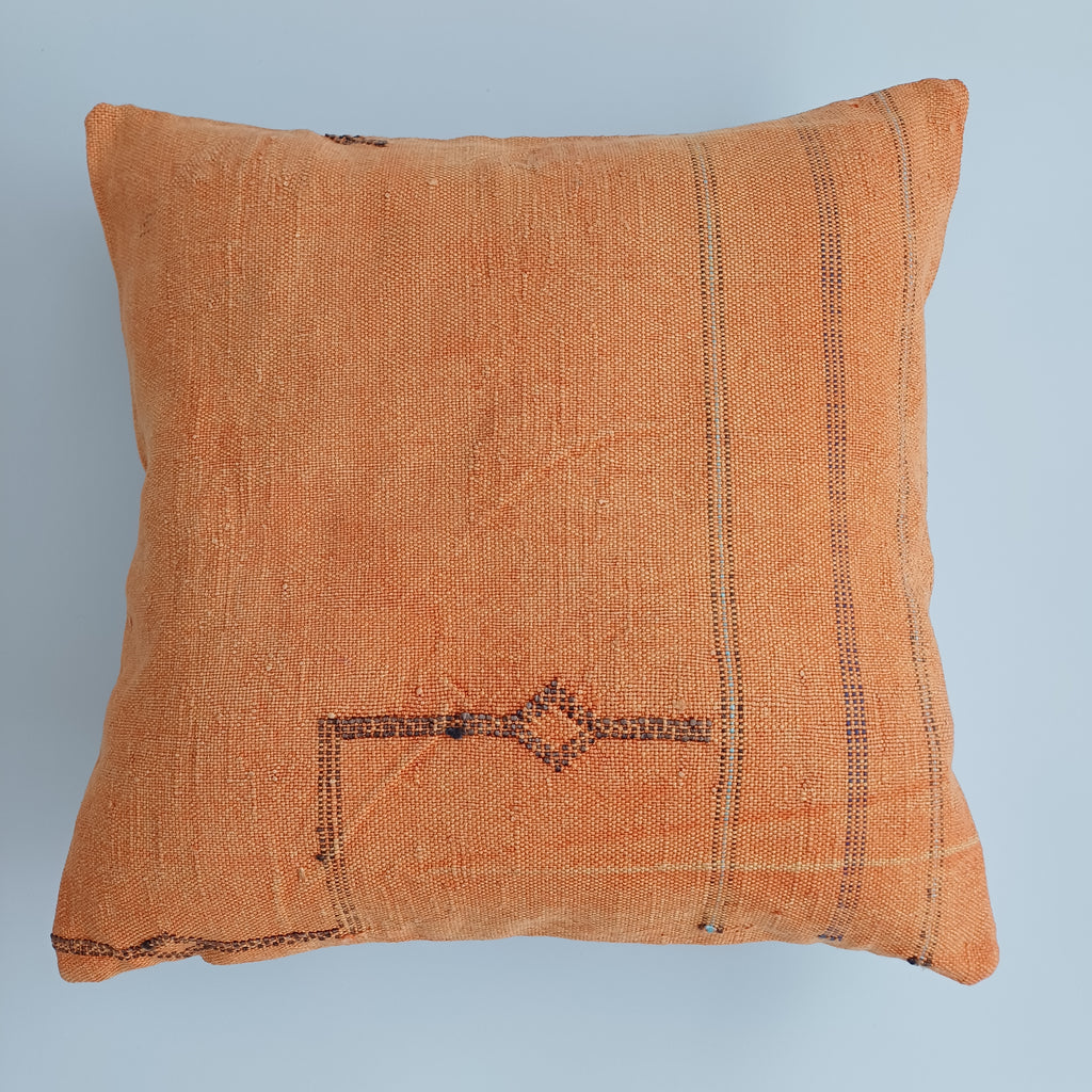 Moroccan Handmade Orange Cactus Silk Cushion Cover 20''x20'' / 50x50 CM