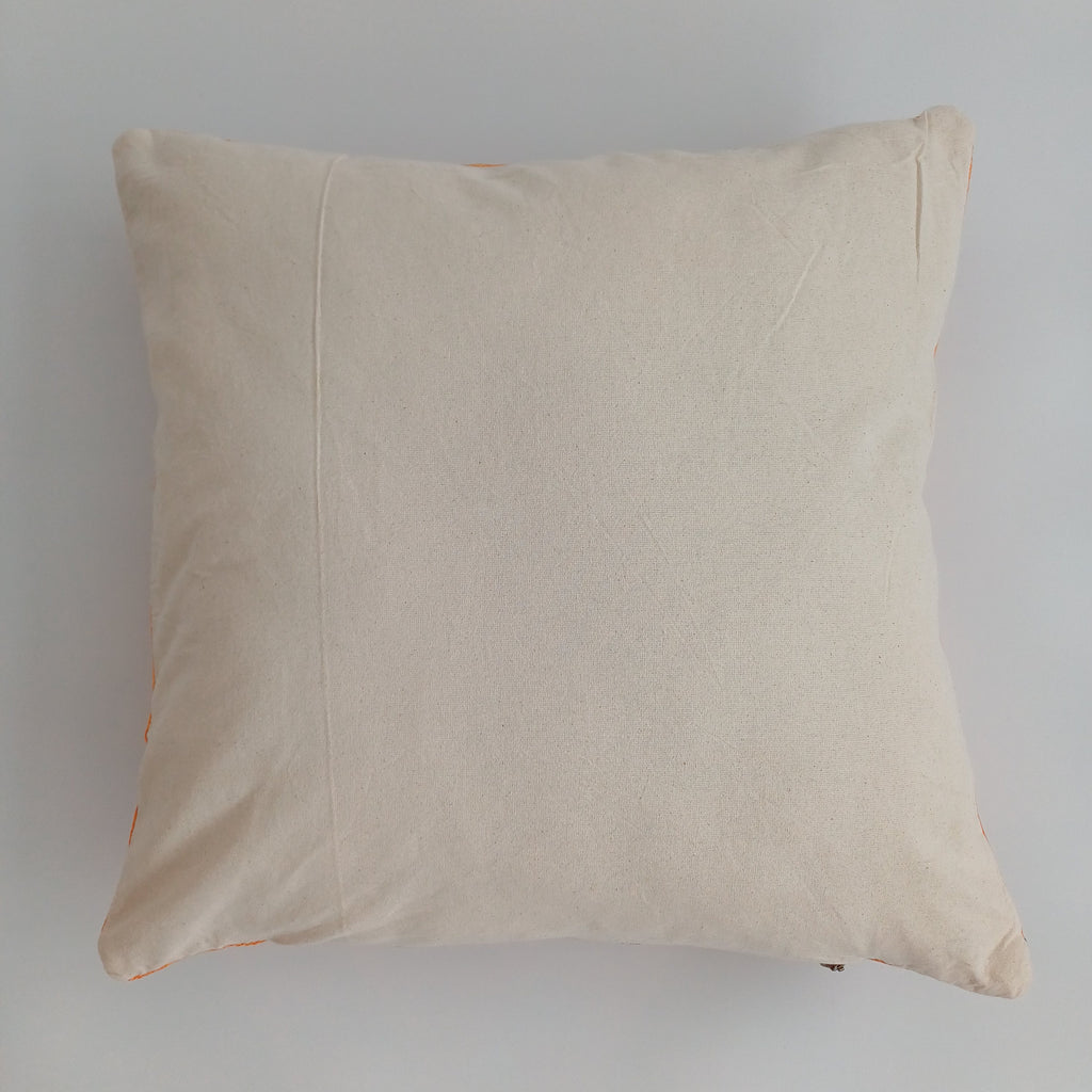 Moroccan Handmade Orange Cactus Silk Cushion Cover 20''x20'' / 50x50 CM