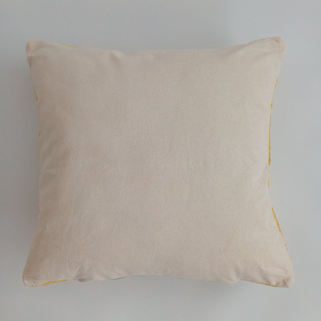 Moroccan Handmade Mustard Yellow Cactus Silk Cushion Cover 20''x20'' / 50x50 CM