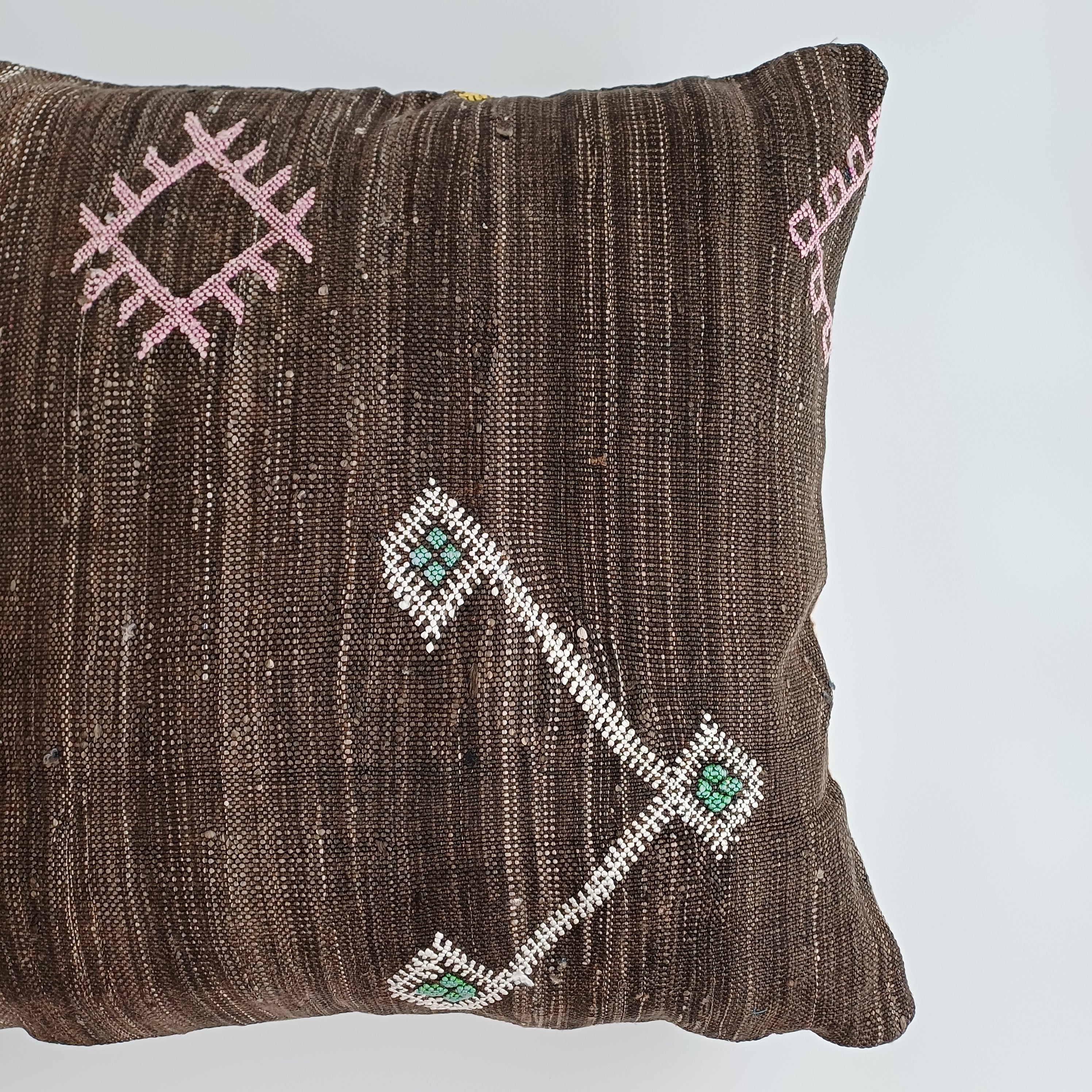Moroccan Handmade Brown Cactus Silk Cushion Cover 20''x20'' / 50x50 CM