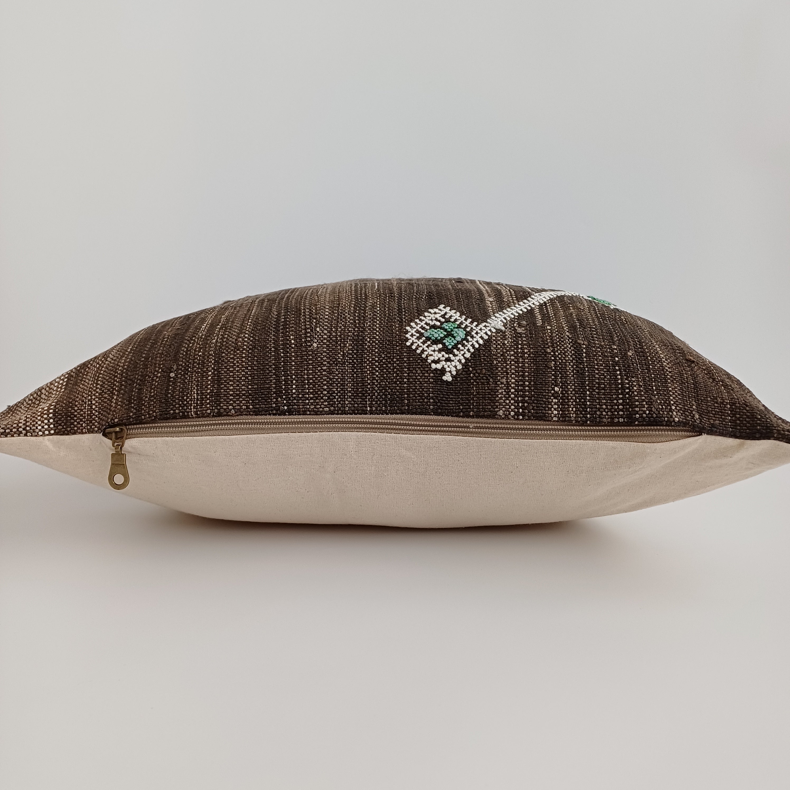 Moroccan Handmade Brown Cactus Silk Cushion Cover 20''x20'' / 50x50 CM