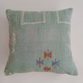 Moroccan Handmade Sage Green Cactus Silk Cushion Cover 20''x20'' / 50x50 CM