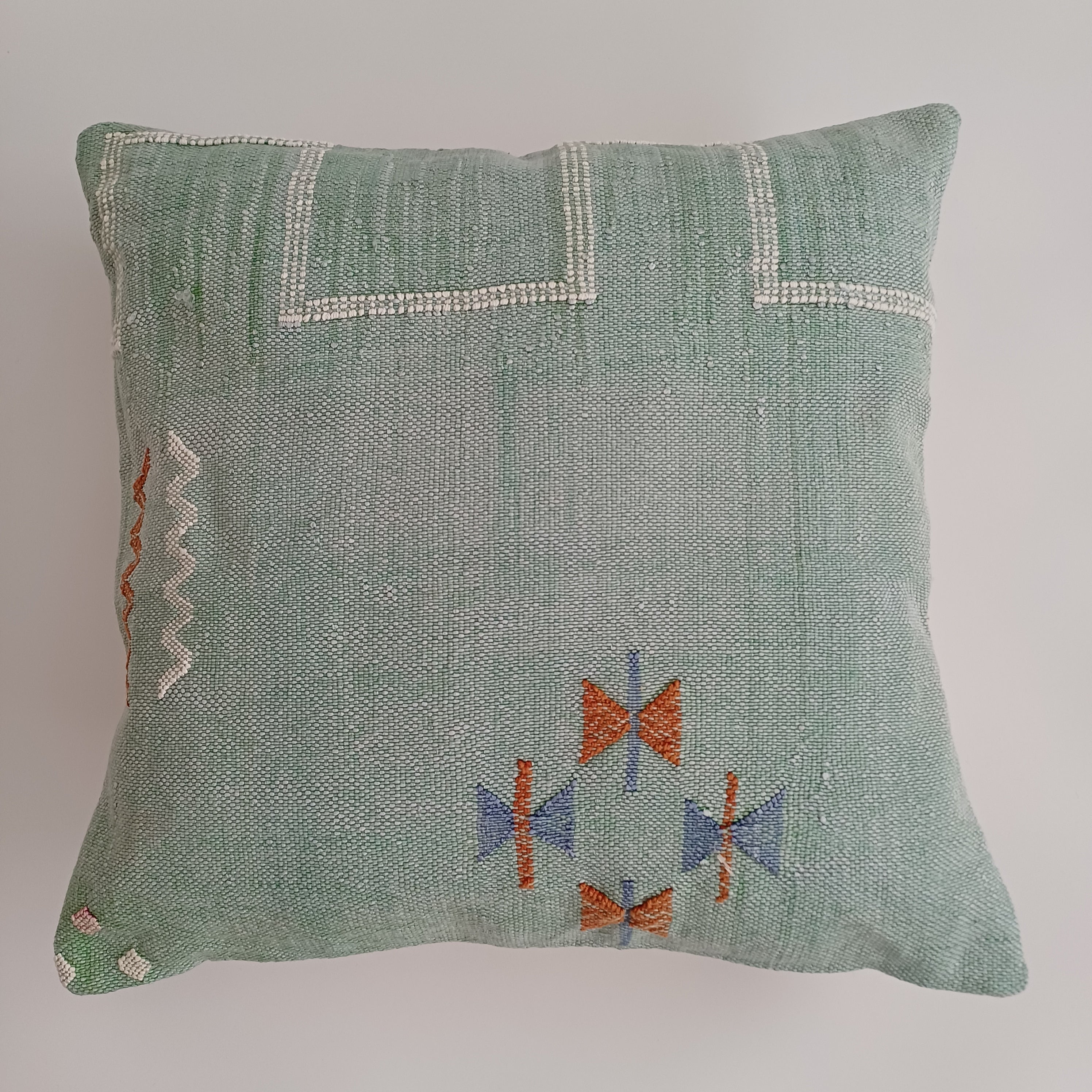Moroccan Handmade Sage Green Cactus Silk Cushion Cover 20''x20'' / 50x50 CM