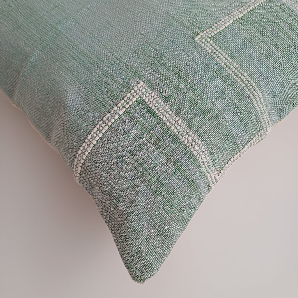 Moroccan Handmade Sage Green Cactus Silk Cushion Cover 20''x20'' / 50x50 CM